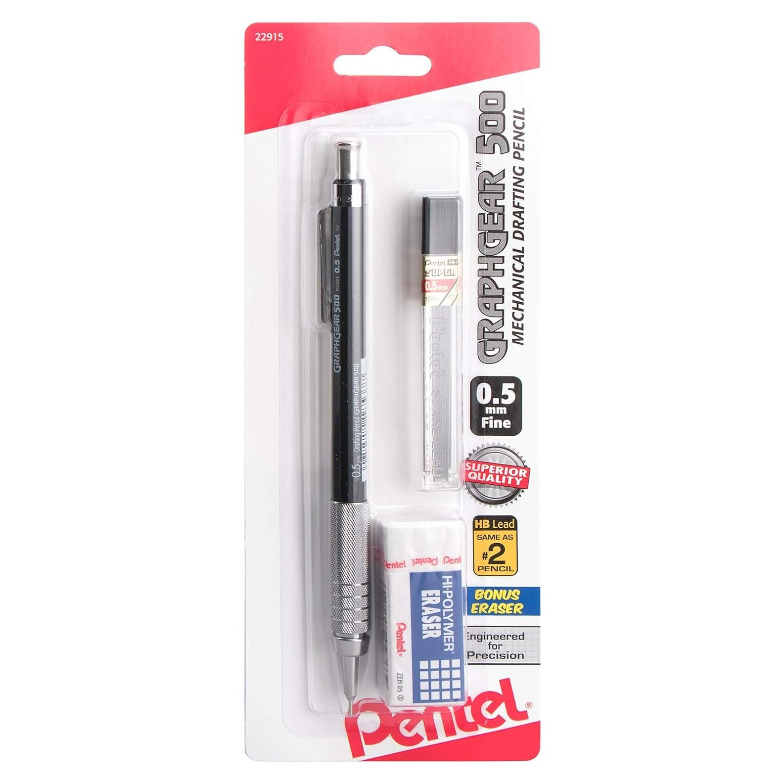 Lápiz Mecánico Pentel Graph Gear 500 0.5mm Negro