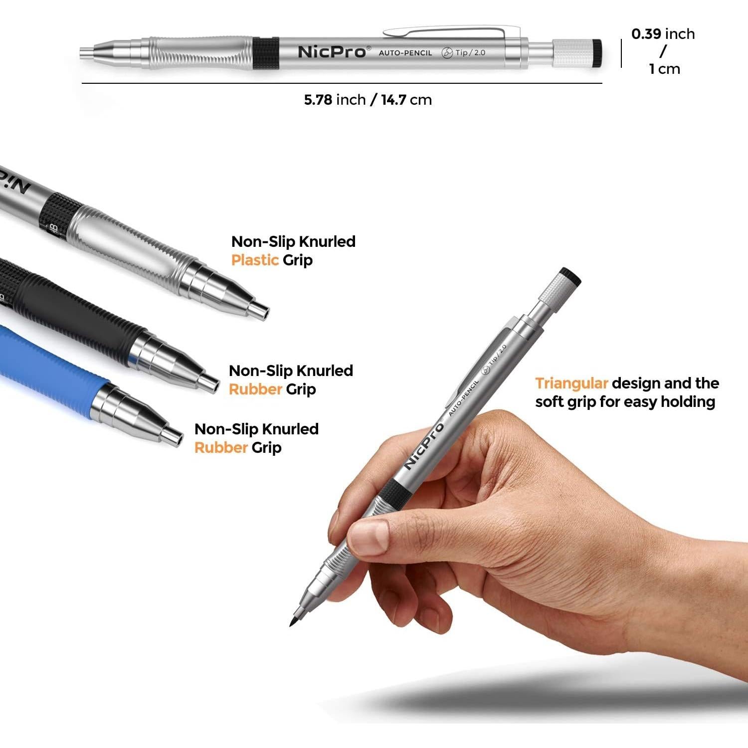 Conjunto de Lápices Mecánicos Nicpro 11 Piezas 2mm con Repuestos