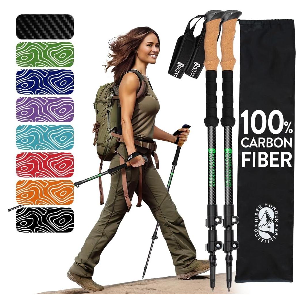 Bastones de Senderismo Hiker Hunger Fibra de Carbono 61-140 cm