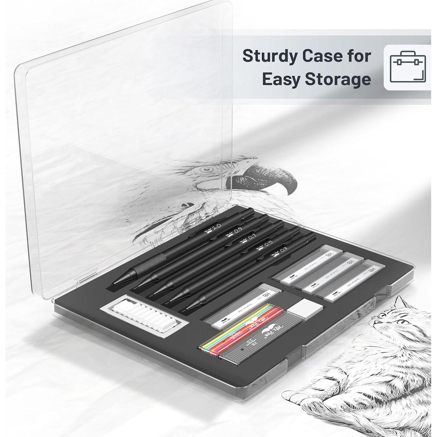 Juego de lápices mecánicos Mr. Pen de metal negro, 5 tamaños