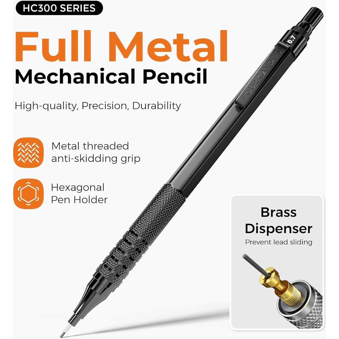 Juego de Lápices Mecánicos Metálicos Four Candies 5PCS 0.5-2.0mm