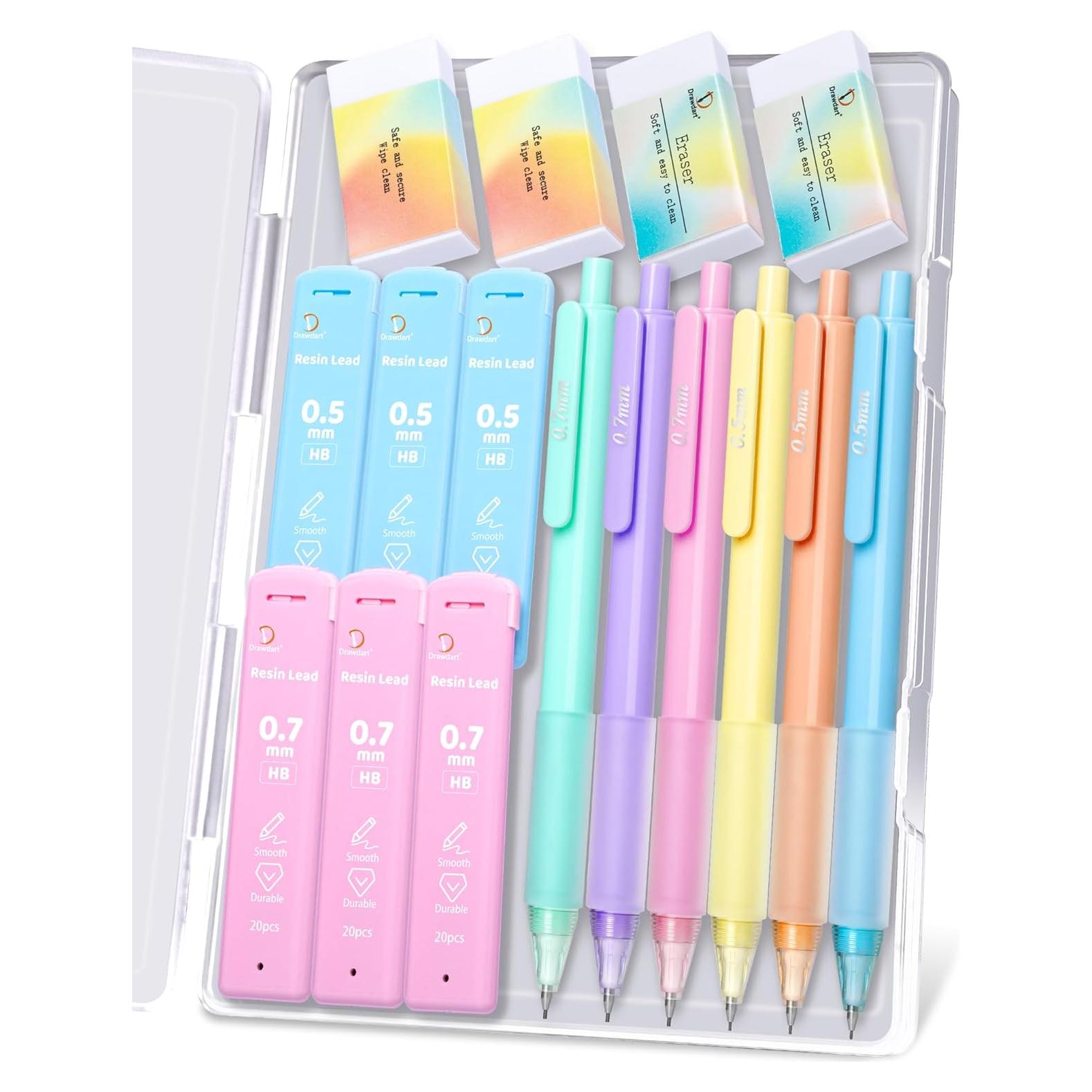 Juego de Lápices Mecánicos Drawdart 6 Pcs 0.5mm y 0.7mm