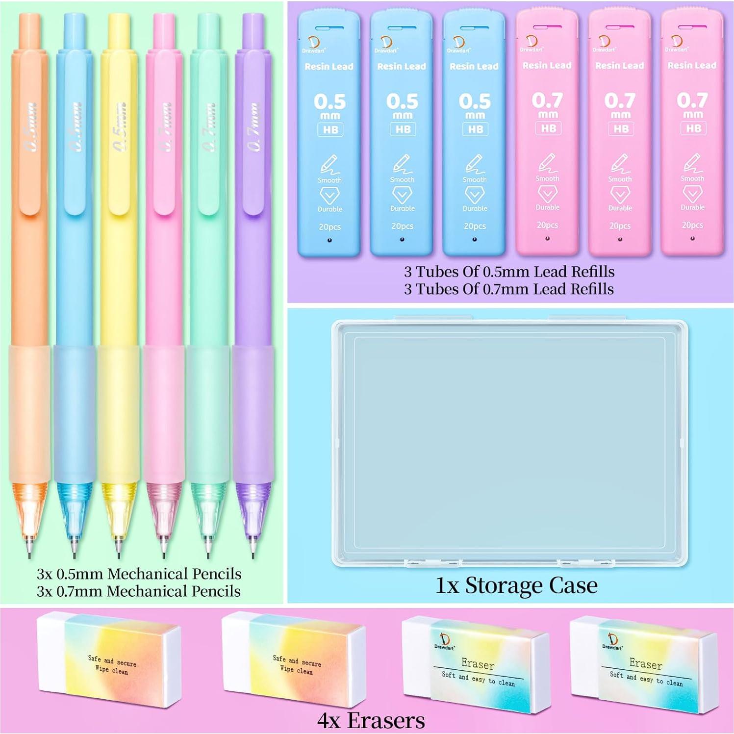 Juego de Lápices Mecánicos Drawdart 6 Pcs 0.5mm y 0.7mm