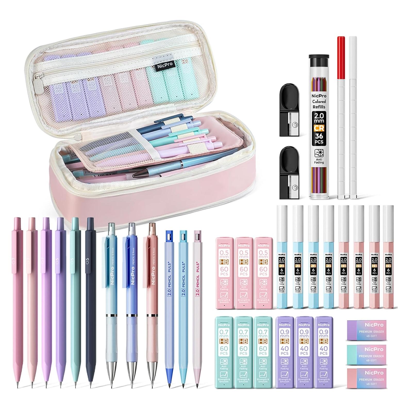 Set de Lápices Mecánicos Nicpro 38PCS Pastel 0.5-2.0mm