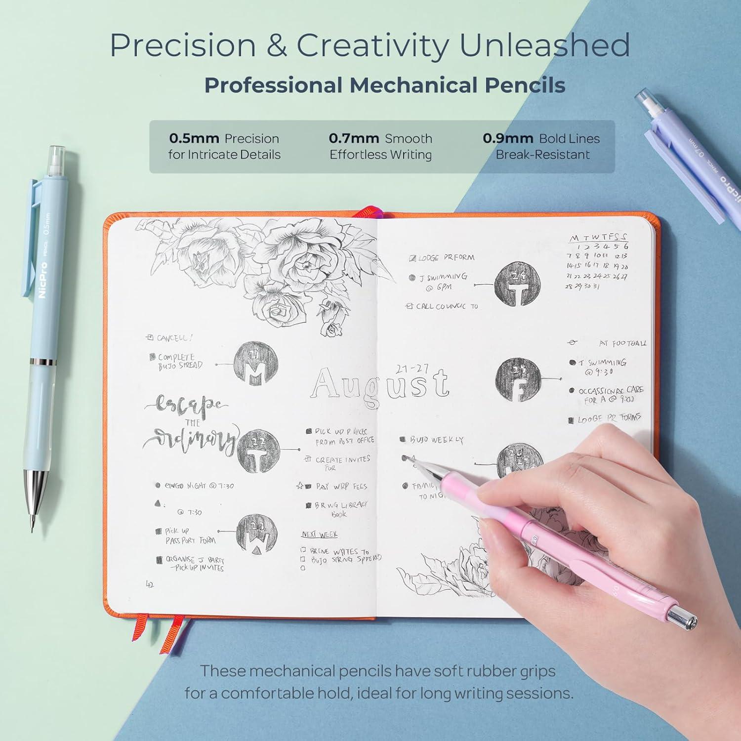 Set de Lápices Mecánicos Nicpro 38PCS Pastel 0.5-2.0mm