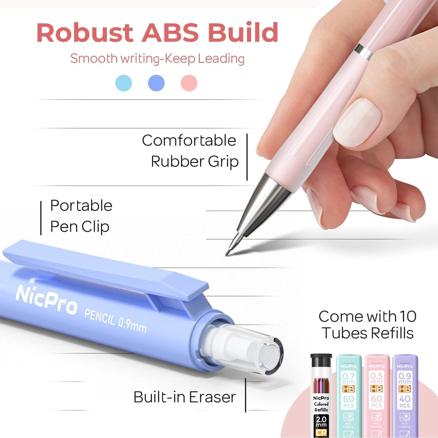 Set de Lápices Mecánicos Nicpro 38PCS Pastel 0.5-2.0mm