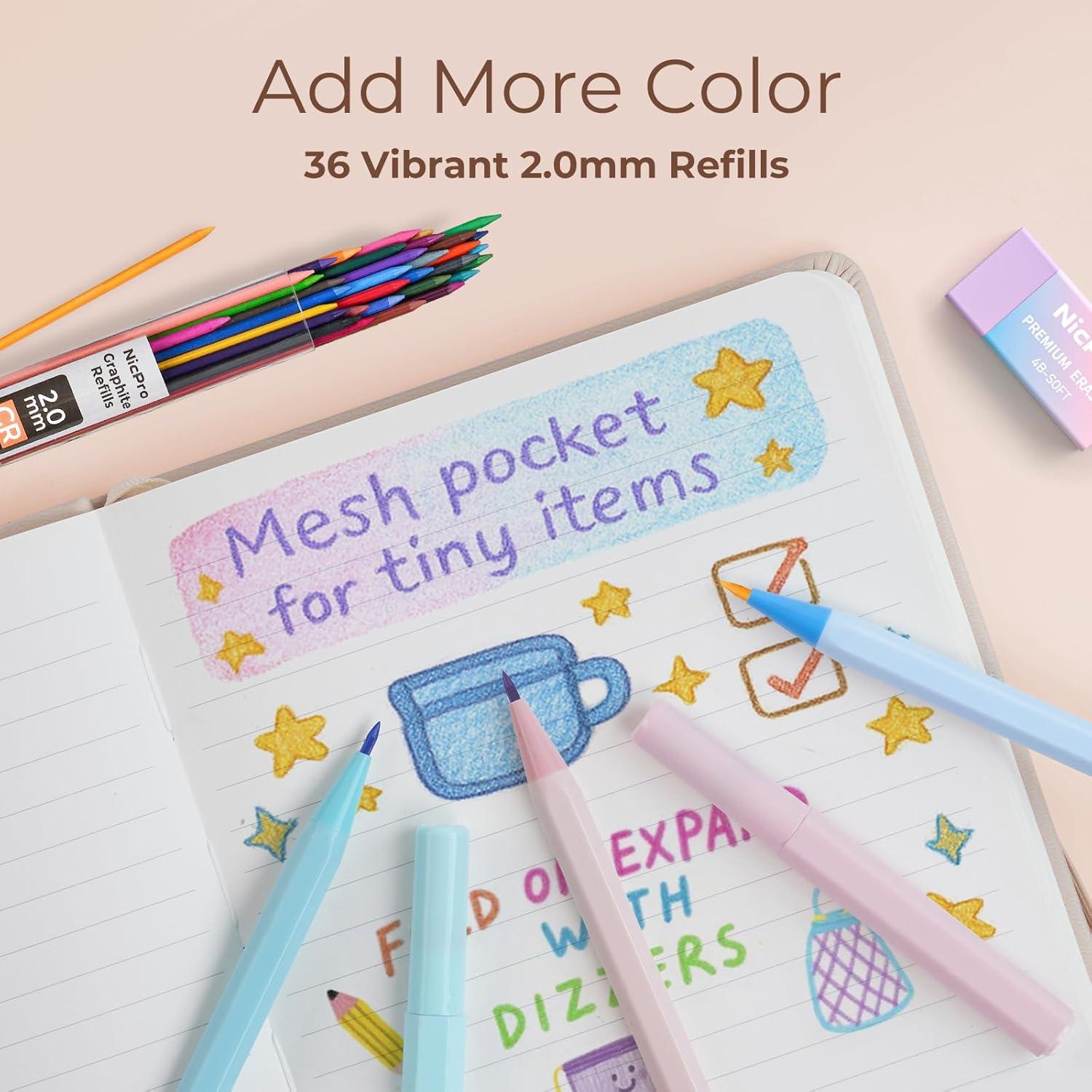 Set de Lápices Mecánicos Nicpro 38PCS Pastel 0.5-2.0mm