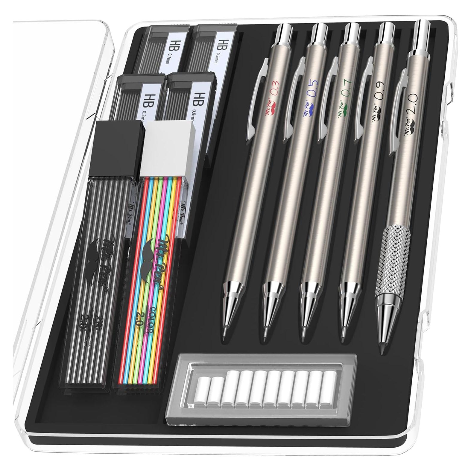 Juego de Lápices Mecánicos Mr. Pen 20 Piezas 0.3 a 2mm