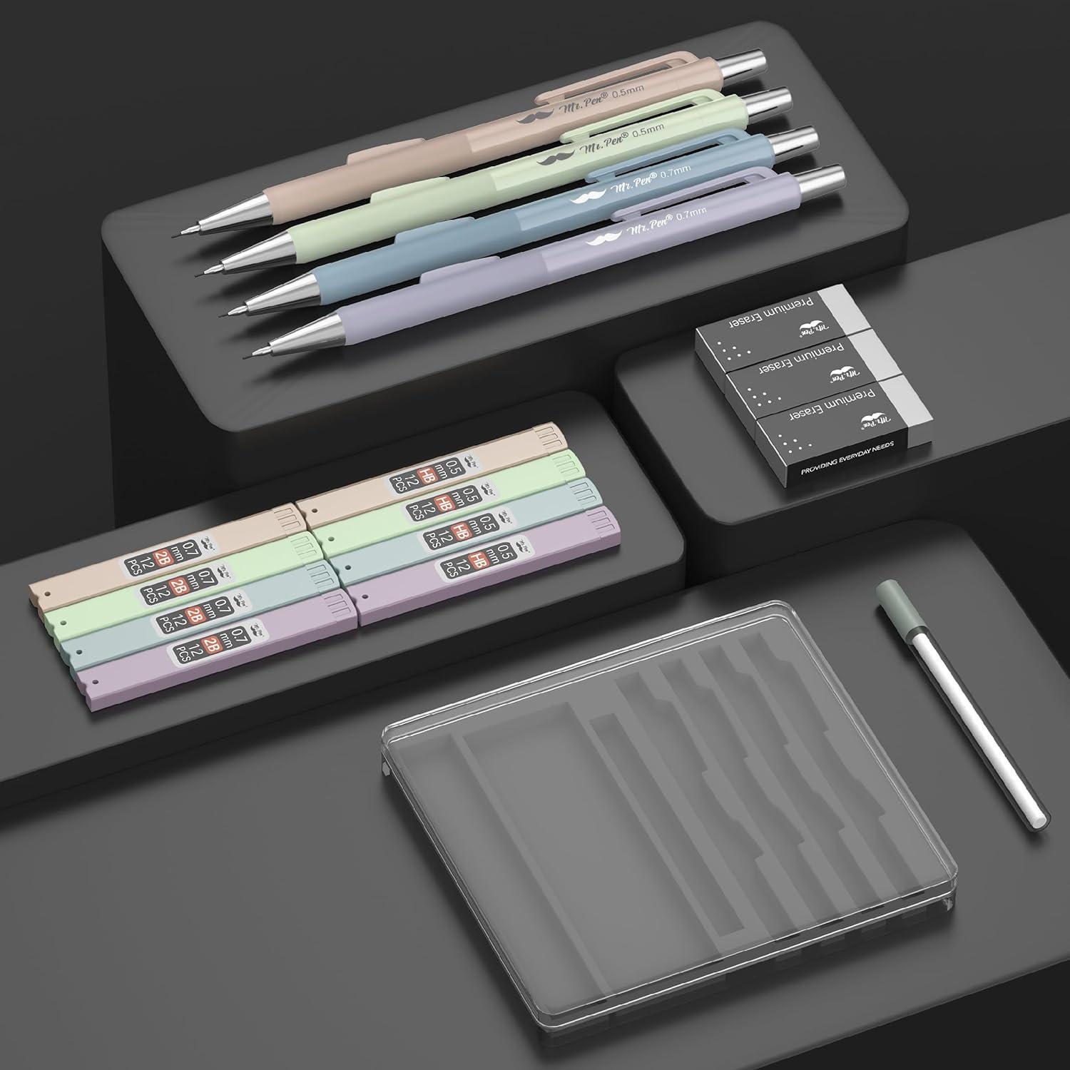 Juego de Lápices Mecánicos Pastel Mr. Pen 4 Pzs 0.5 y 0.7mm