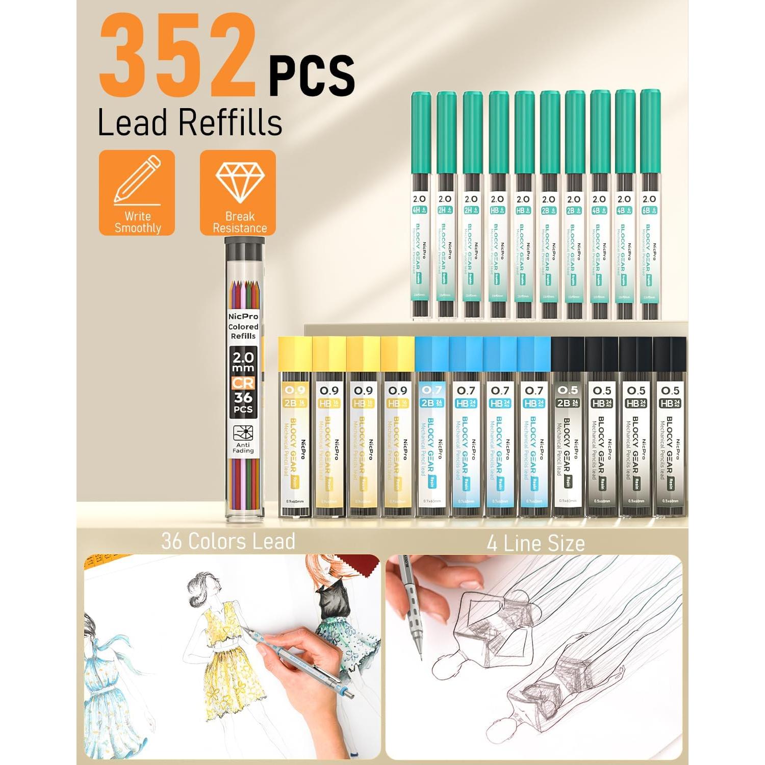 Conjunto de Lápices Mecánicos Nicpro Blocky Gear 40PCS