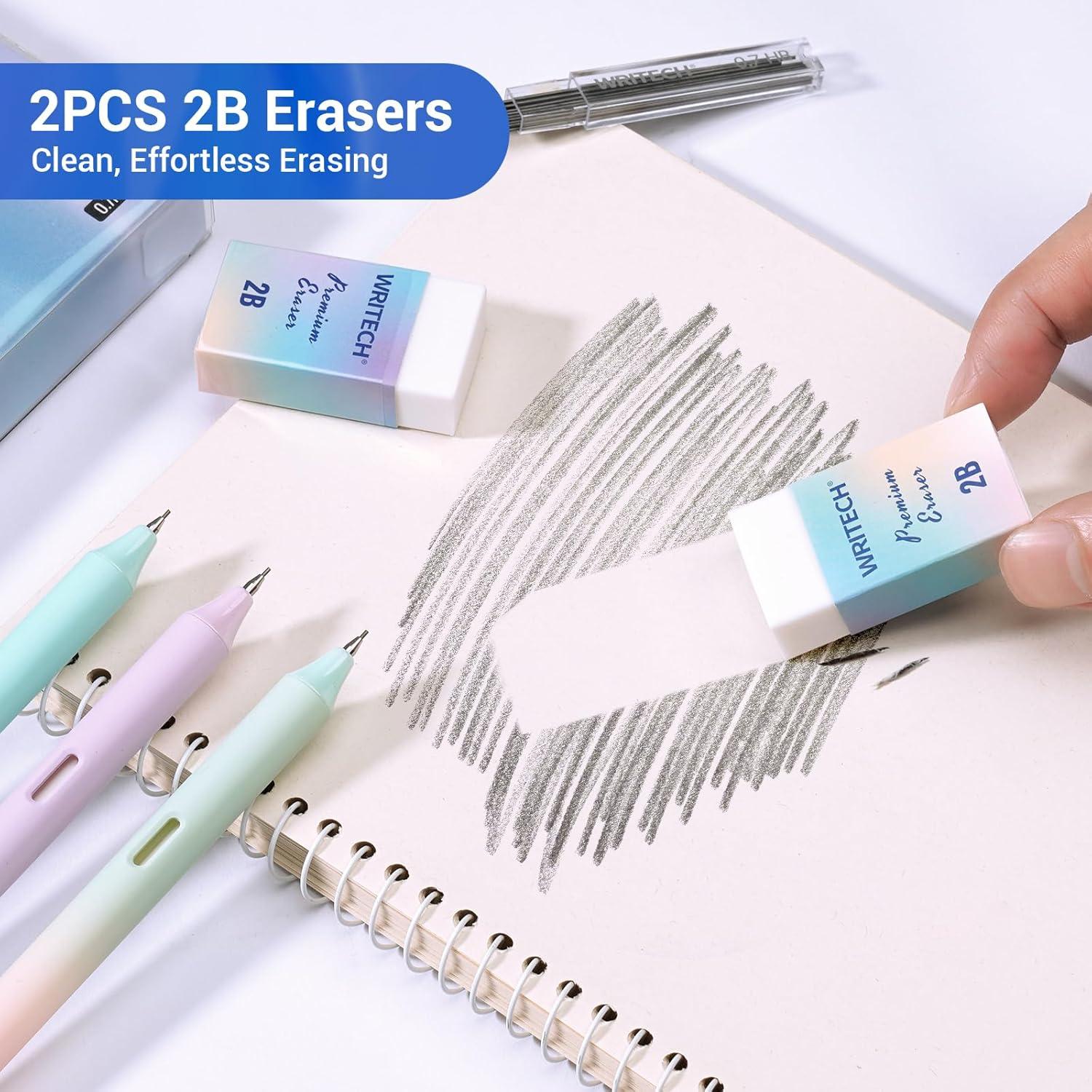 Set de Lápices Mecánicos Writech 0.7mm con Recargas y Gomas