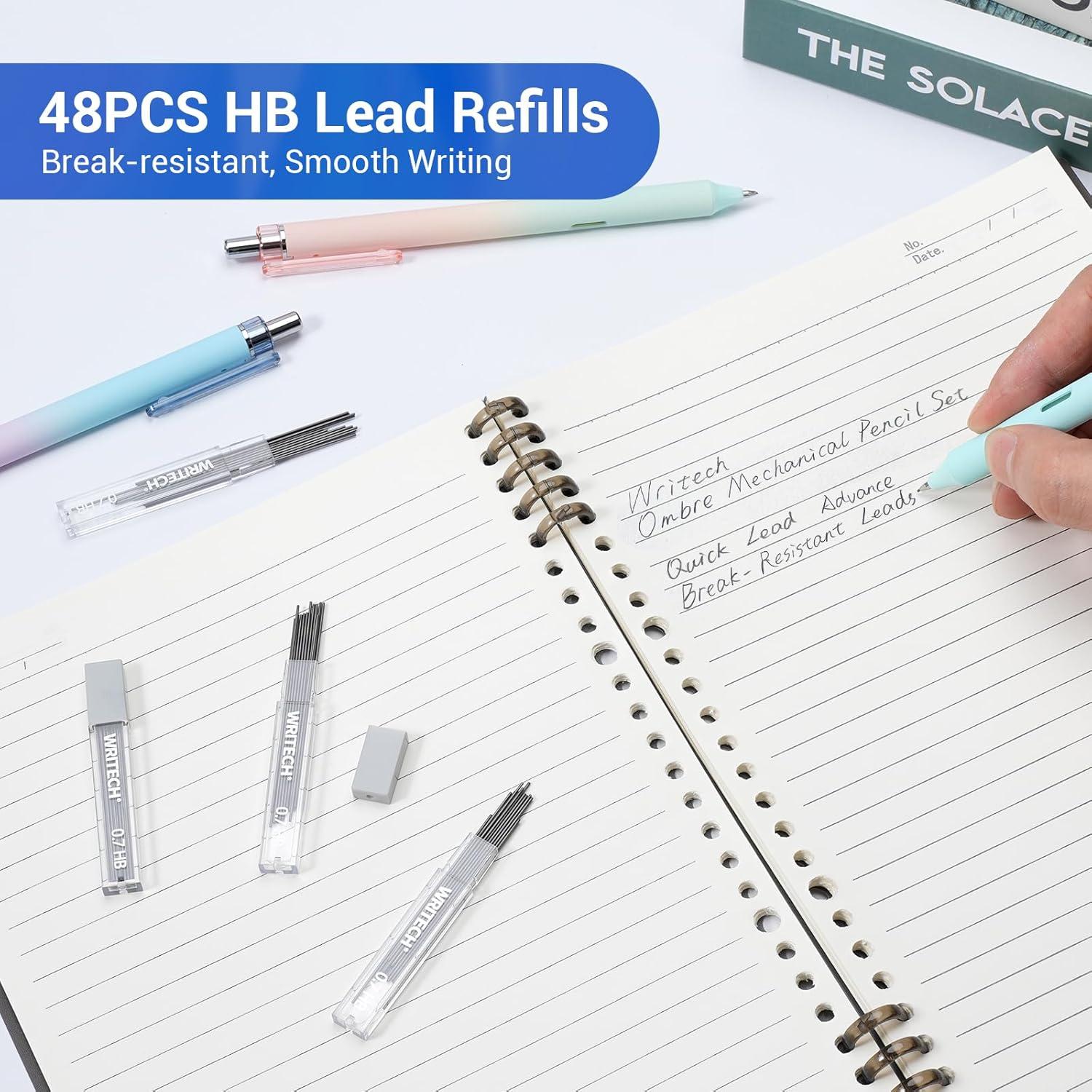 Set de Lápices Mecánicos Writech 0.7mm con Recargas y Gomas