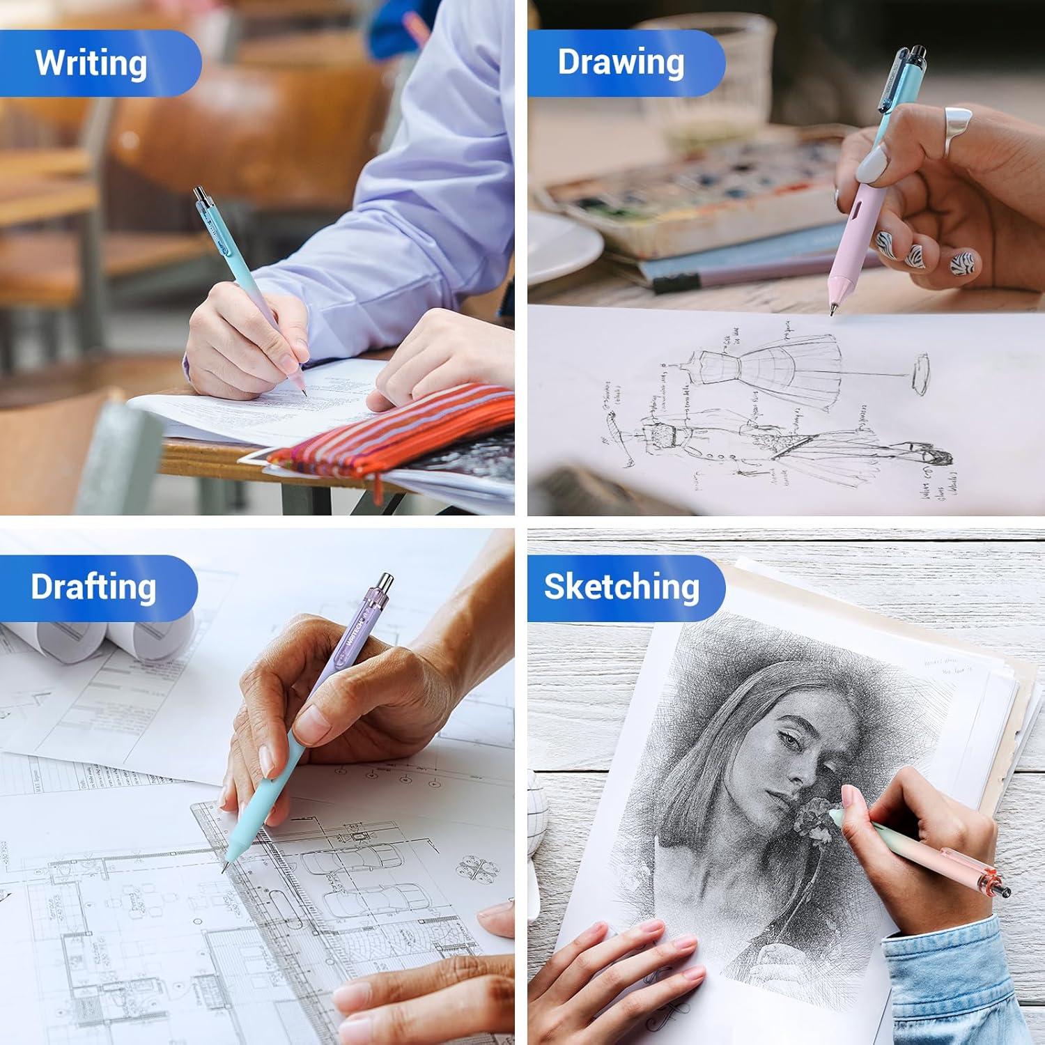 Set de Lápices Mecánicos Writech 0.7mm con Recargas y Gomas