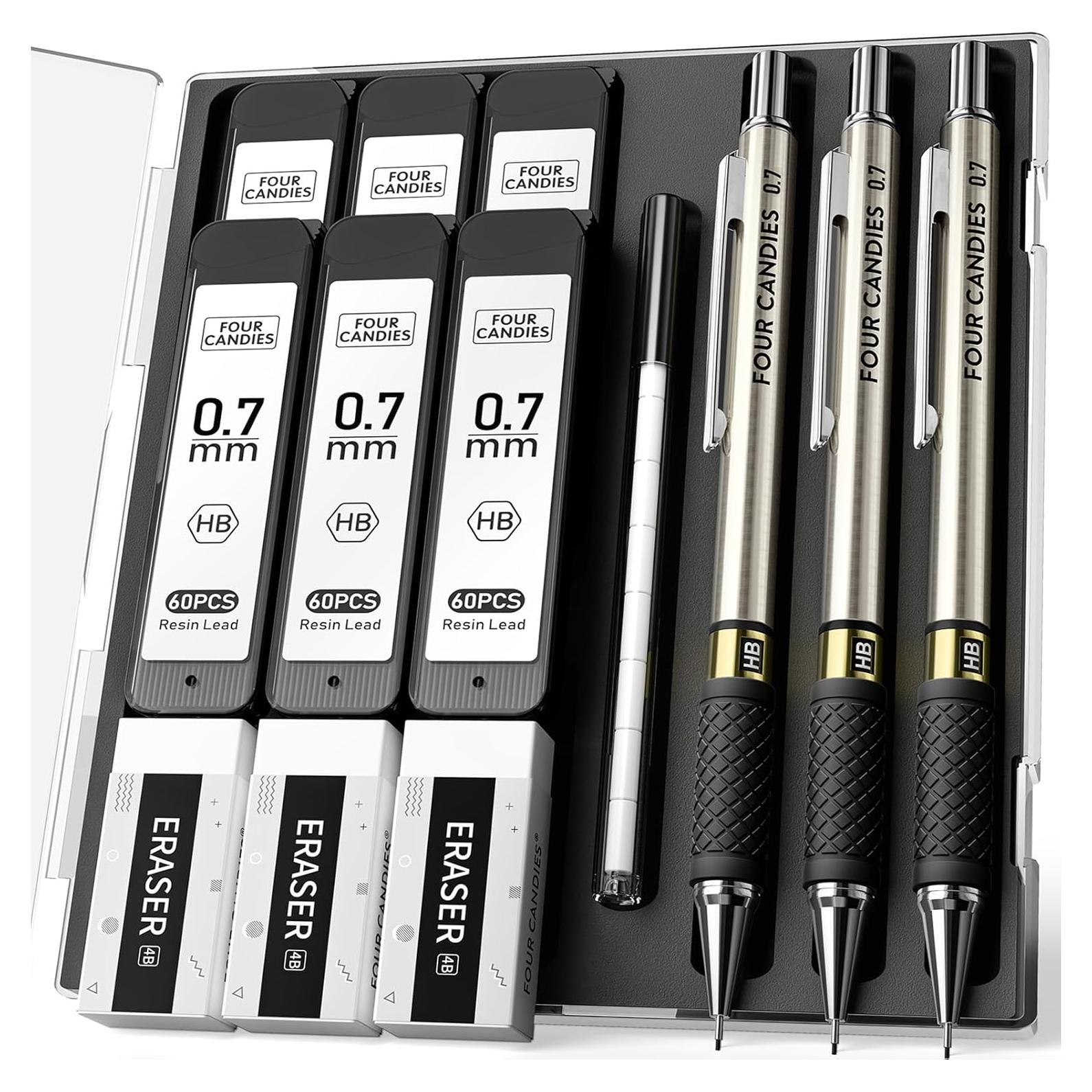 Juego de Lápices Mecánicos Metálicos Four Candies 0.7mm 3PCS
