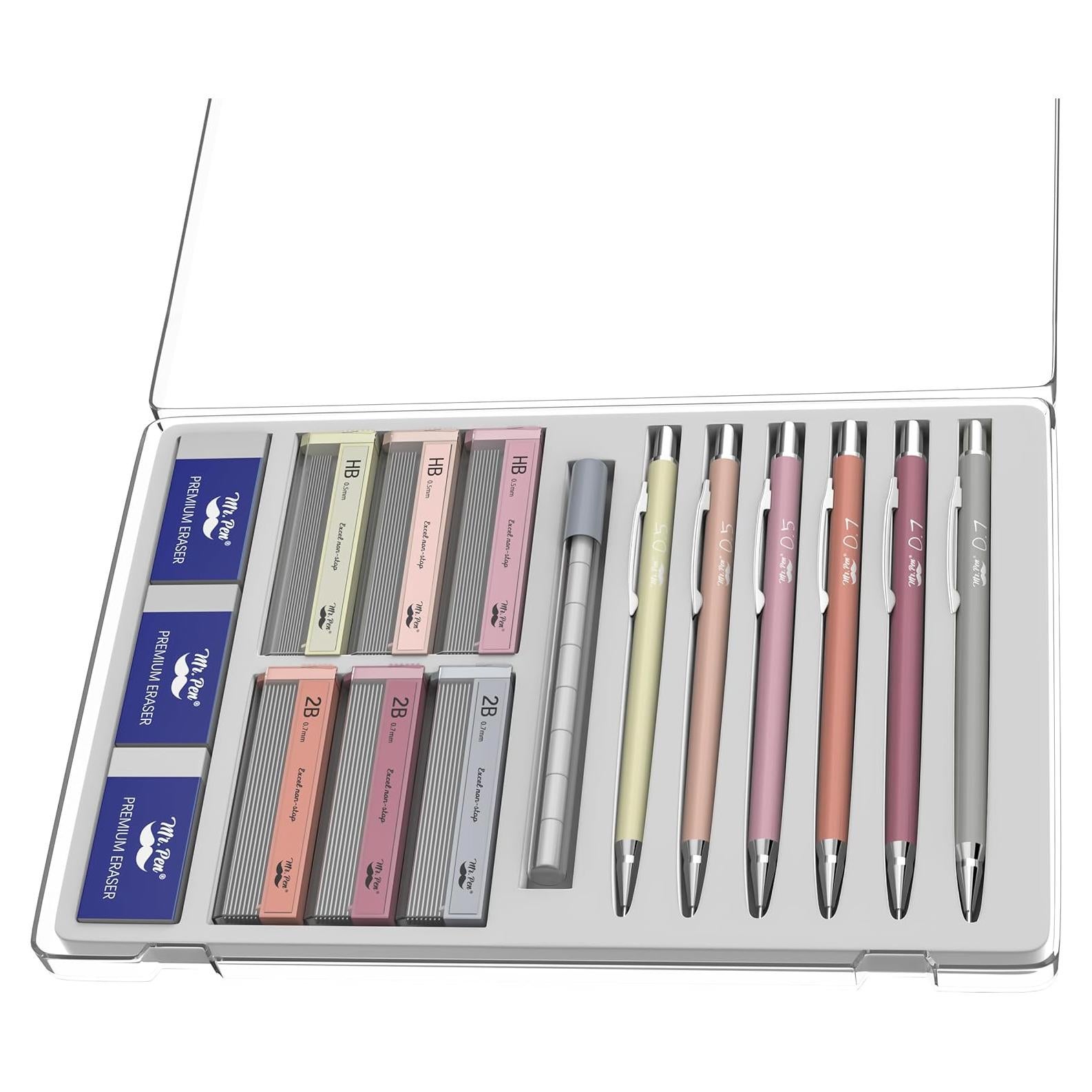 Juego de Lápices Mecánicos Mr. Pen 0.5mm y 0.7mm - 6 Piezas