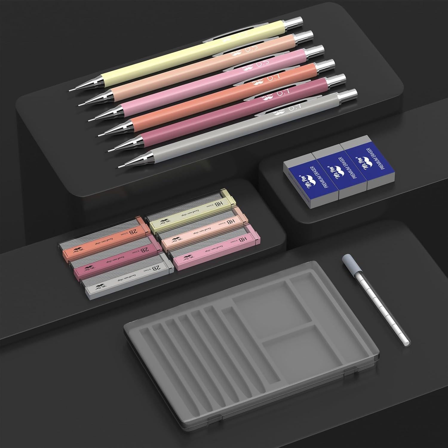 Juego de Lápices Mecánicos Mr. Pen 0.5mm y 0.7mm - 6 Piezas