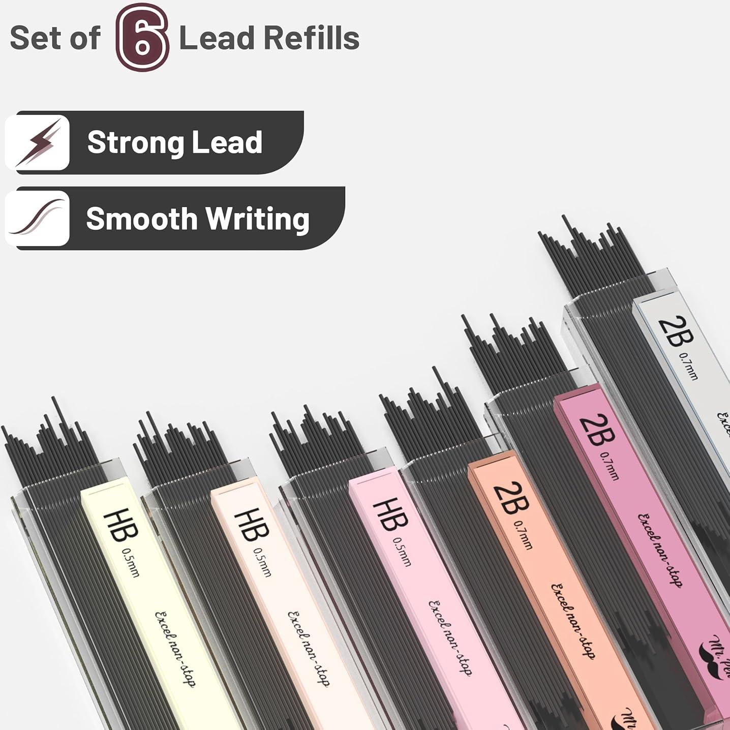 Juego de Lápices Mecánicos Mr. Pen 0.5mm y 0.7mm - 6 Piezas