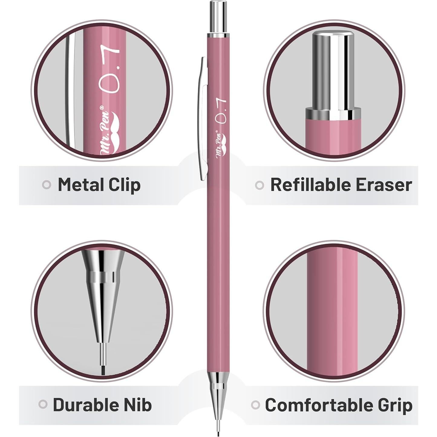 Juego de Lápices Mecánicos Mr. Pen 0.5mm y 0.7mm - 6 Piezas