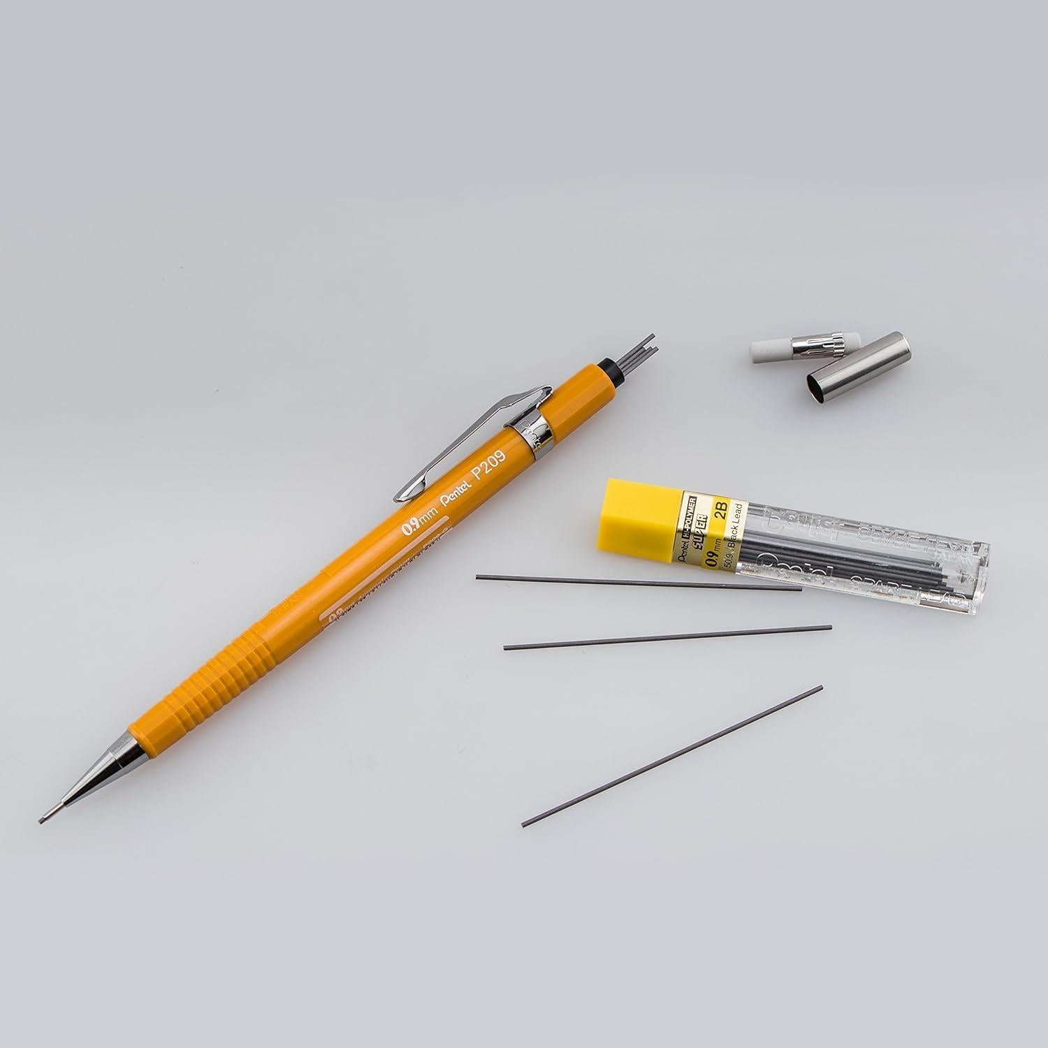 Lápiz Mecánico Pentel Sharp 0.9mm Amarillo - Paquete de 3