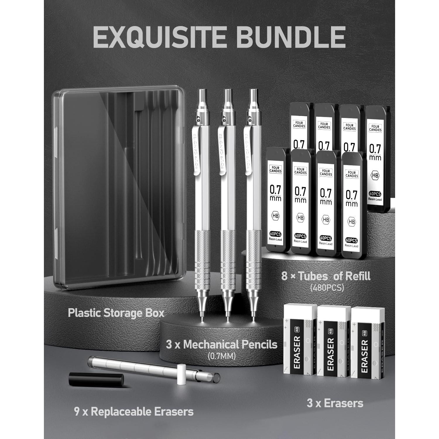 Juego de Lápices Mecánicos Four Candies 0.7mm con Estuche