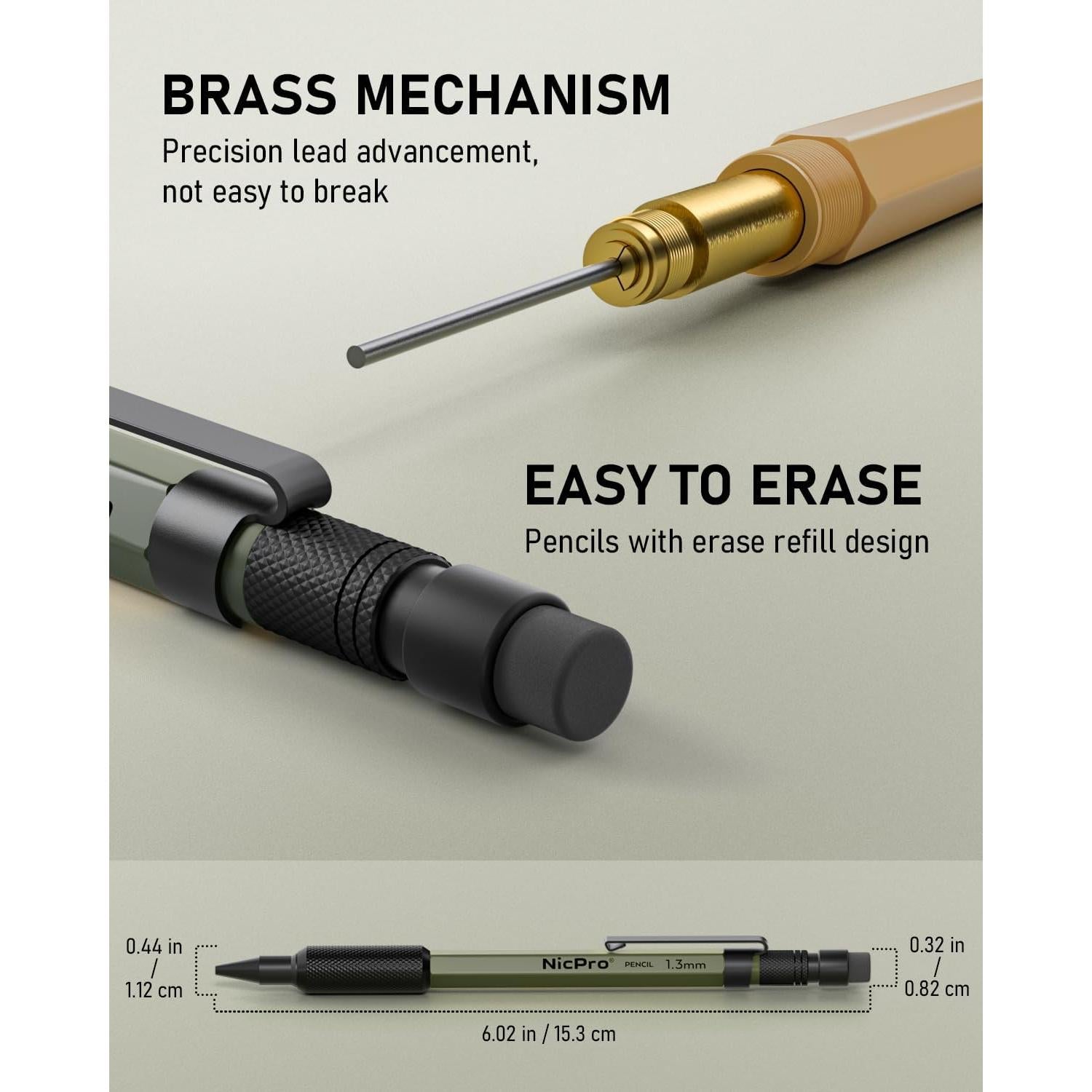 Conjunto de Lápices Mecánicos Nicpro 21 Piezas 1.3 mm en Cuero