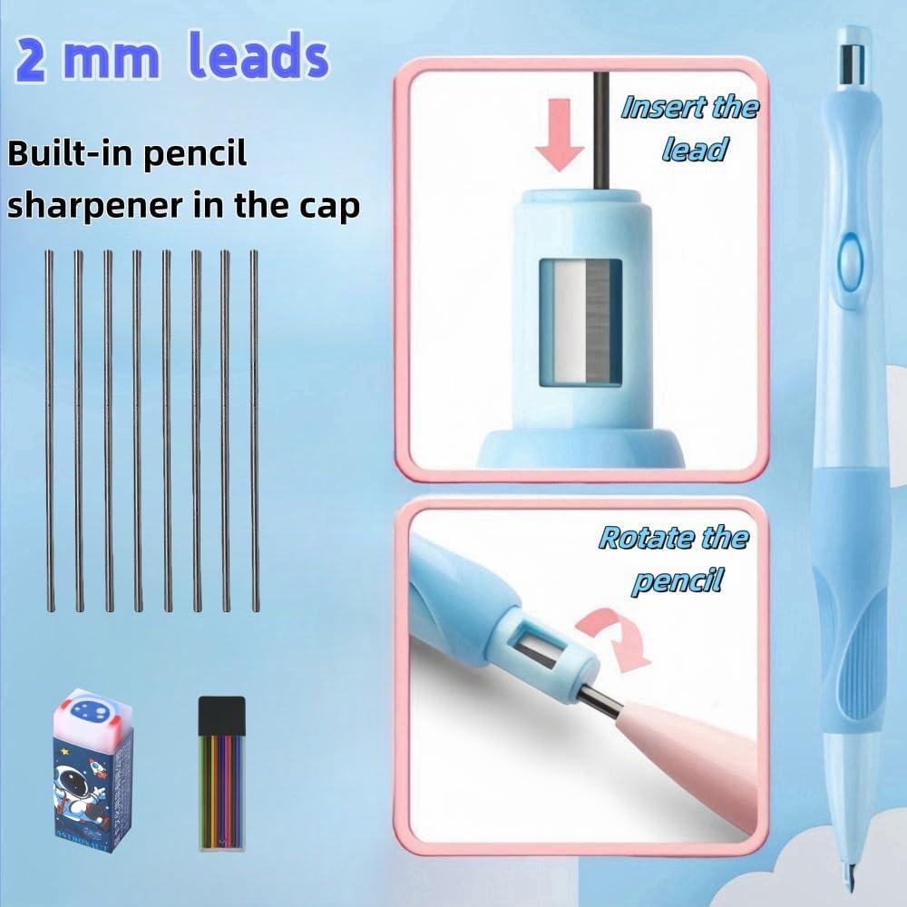 Lápices Mecánicos Gruesos Inclock 2.0mm HB con 14 Minas - Paquete de 6