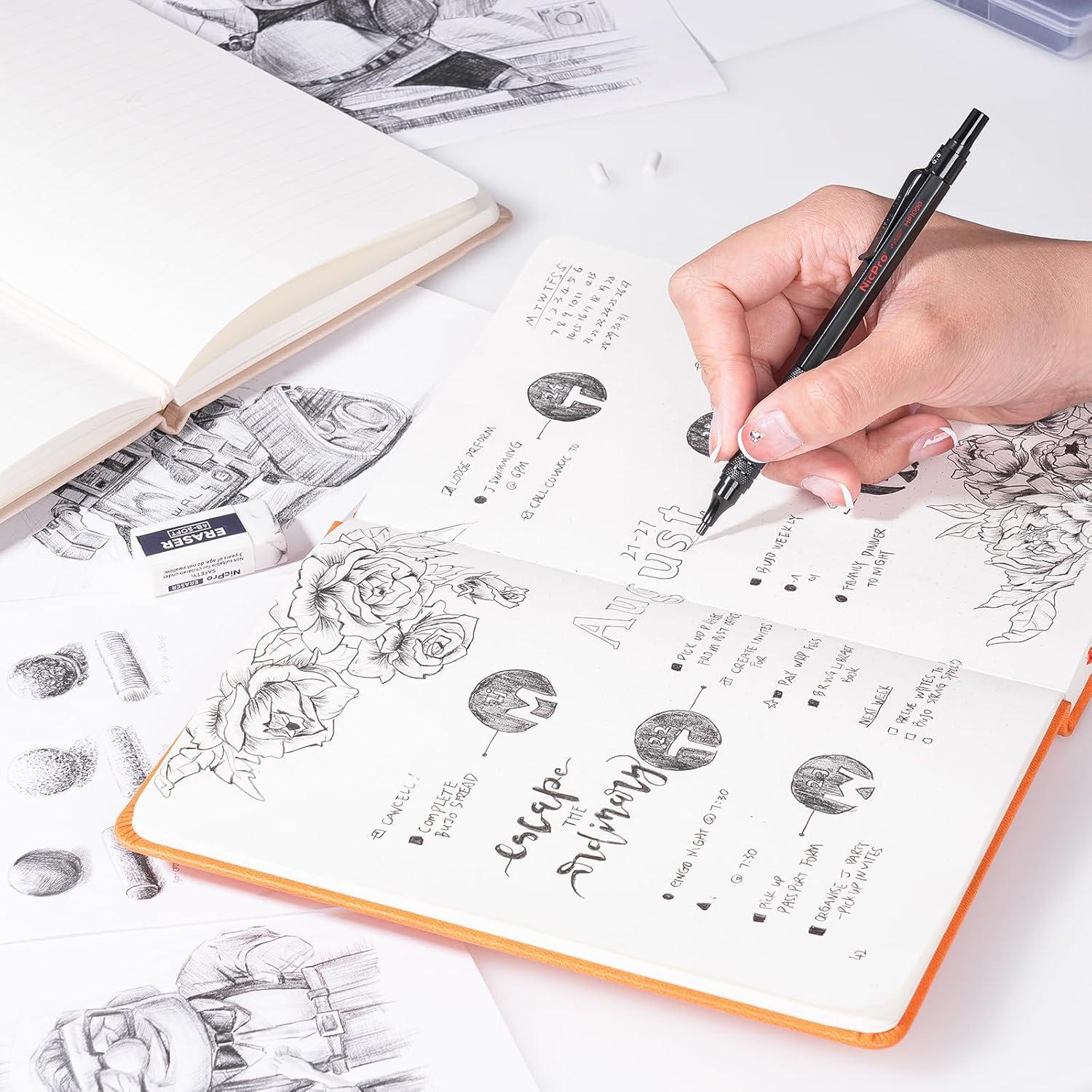 Juego de Lápices Mecánicos Nicpro 35PCS 0.5-2.0mm Metal Negro