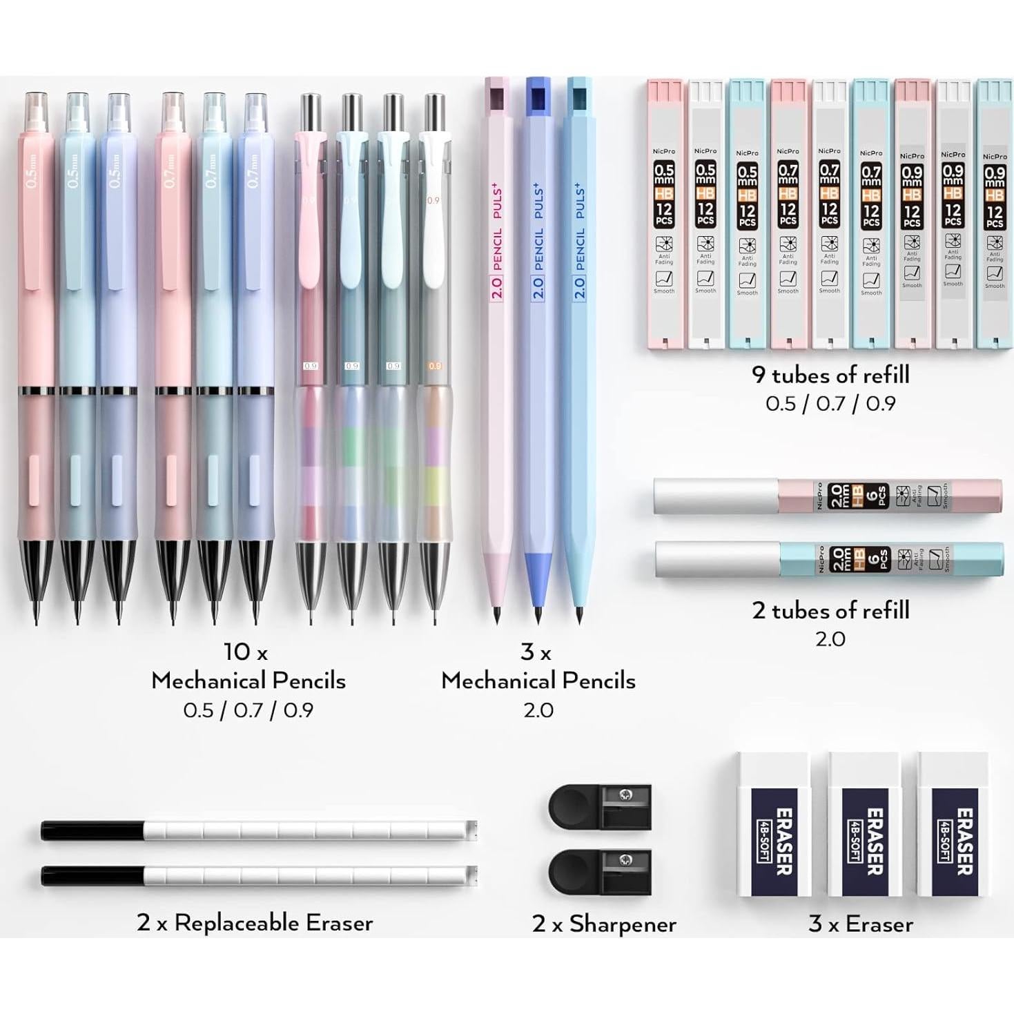 Conjunto de Lápices Mecánicos Nicpro 31 Piezas Estuche