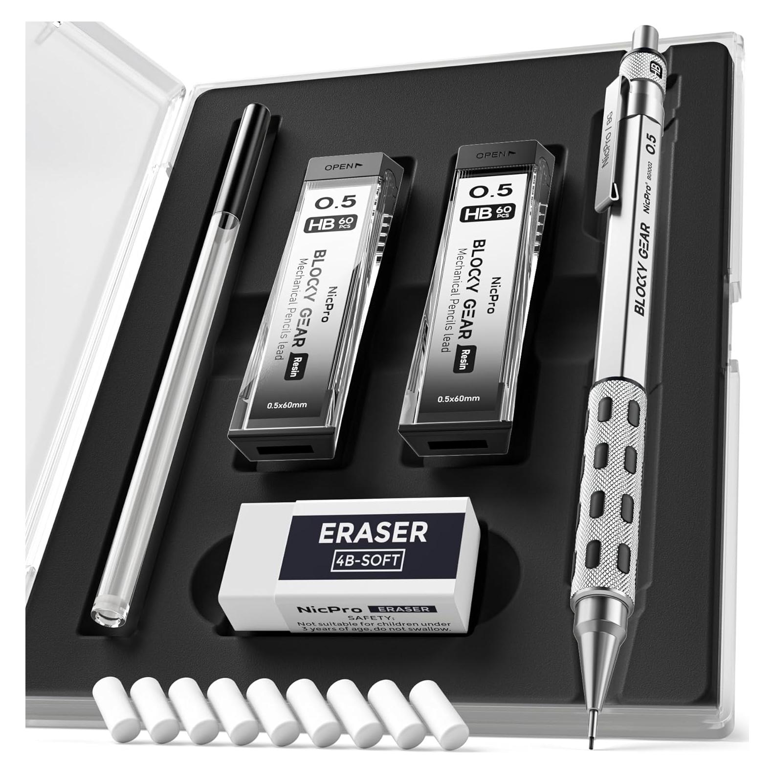 Conjunto de Lápices Mecánicos Nicpro Blocky Gear 0.5mm Metal