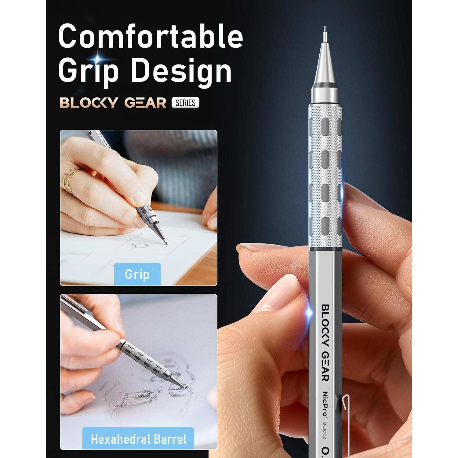 Conjunto de Lápices Mecánicos Nicpro Blocky Gear 0.5mm Metal