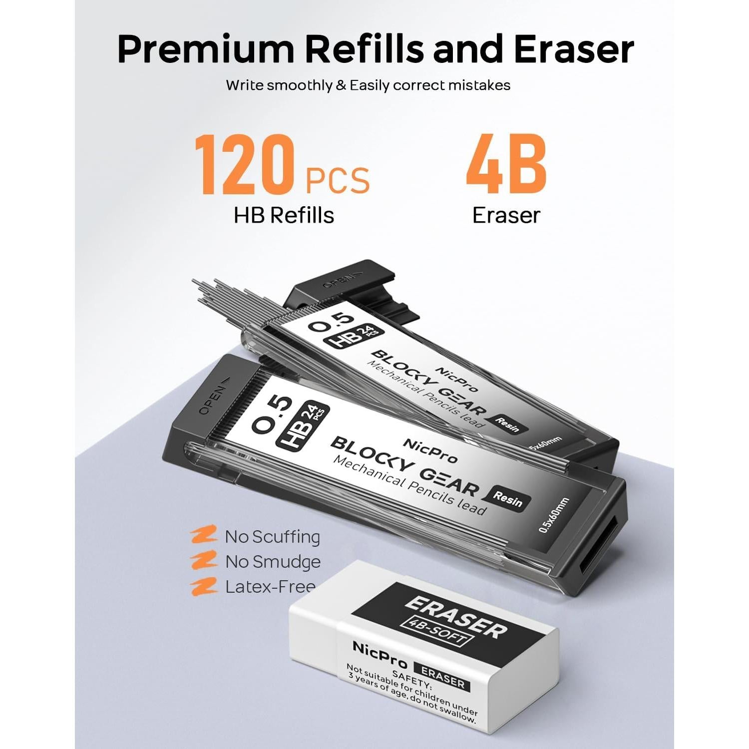 Conjunto de Lápices Mecánicos Nicpro Blocky Gear 0.5mm Metal