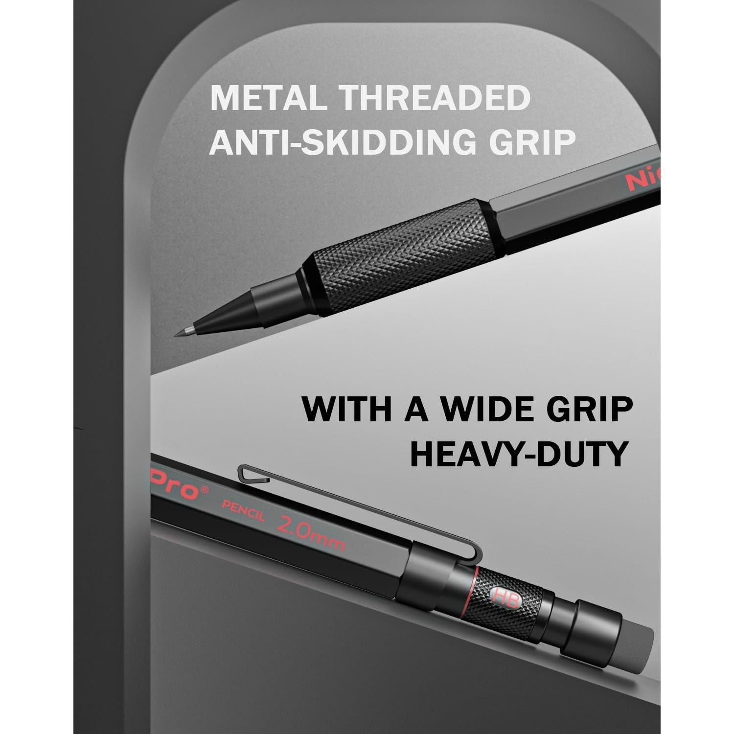 Conjunto de 3 Lápices Mecánicos Nicpro 2mm con Estuche y Minas