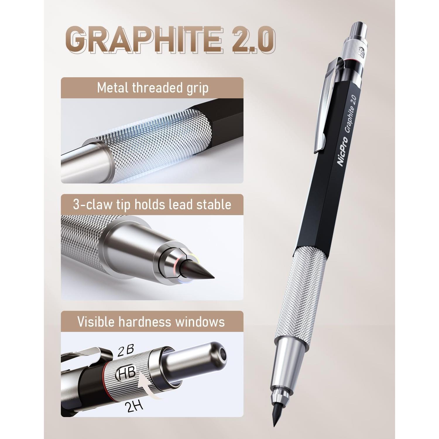 Conjunto de Lápices Mecánicos Nicpro 30 Piezas Estuche Cuero