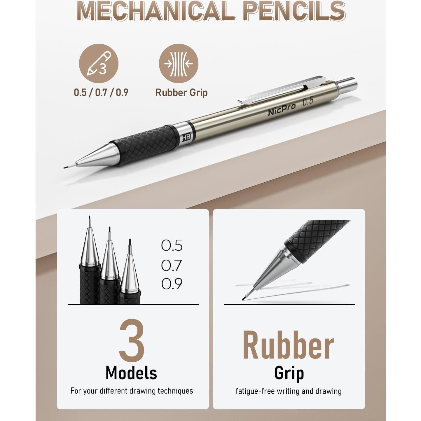 Conjunto de Lápices Mecánicos Nicpro 30 Piezas Estuche Cuero