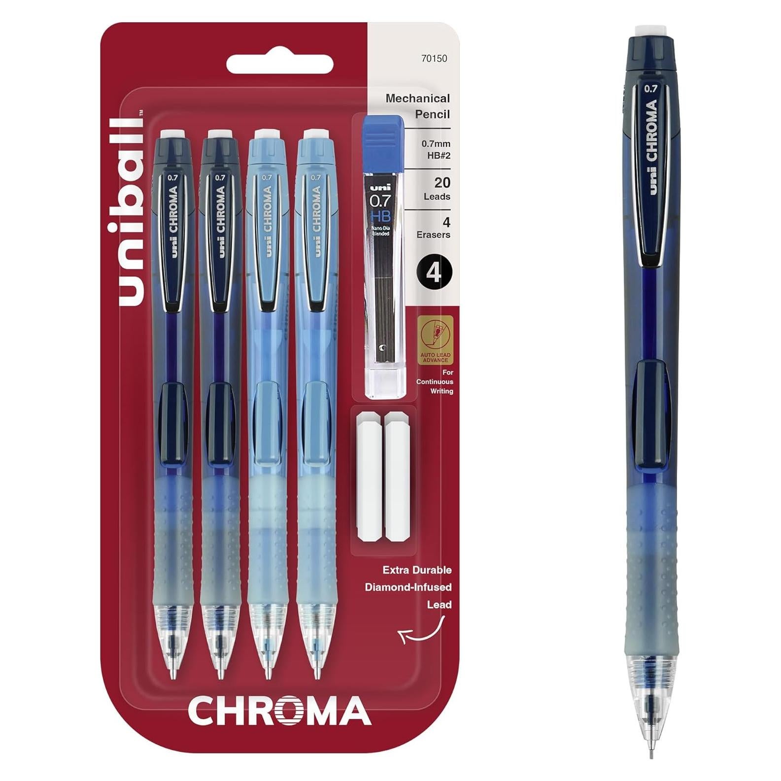 Lápiz Mecánico uniball Chroma 0.7 mm HB #2 4 Unidades