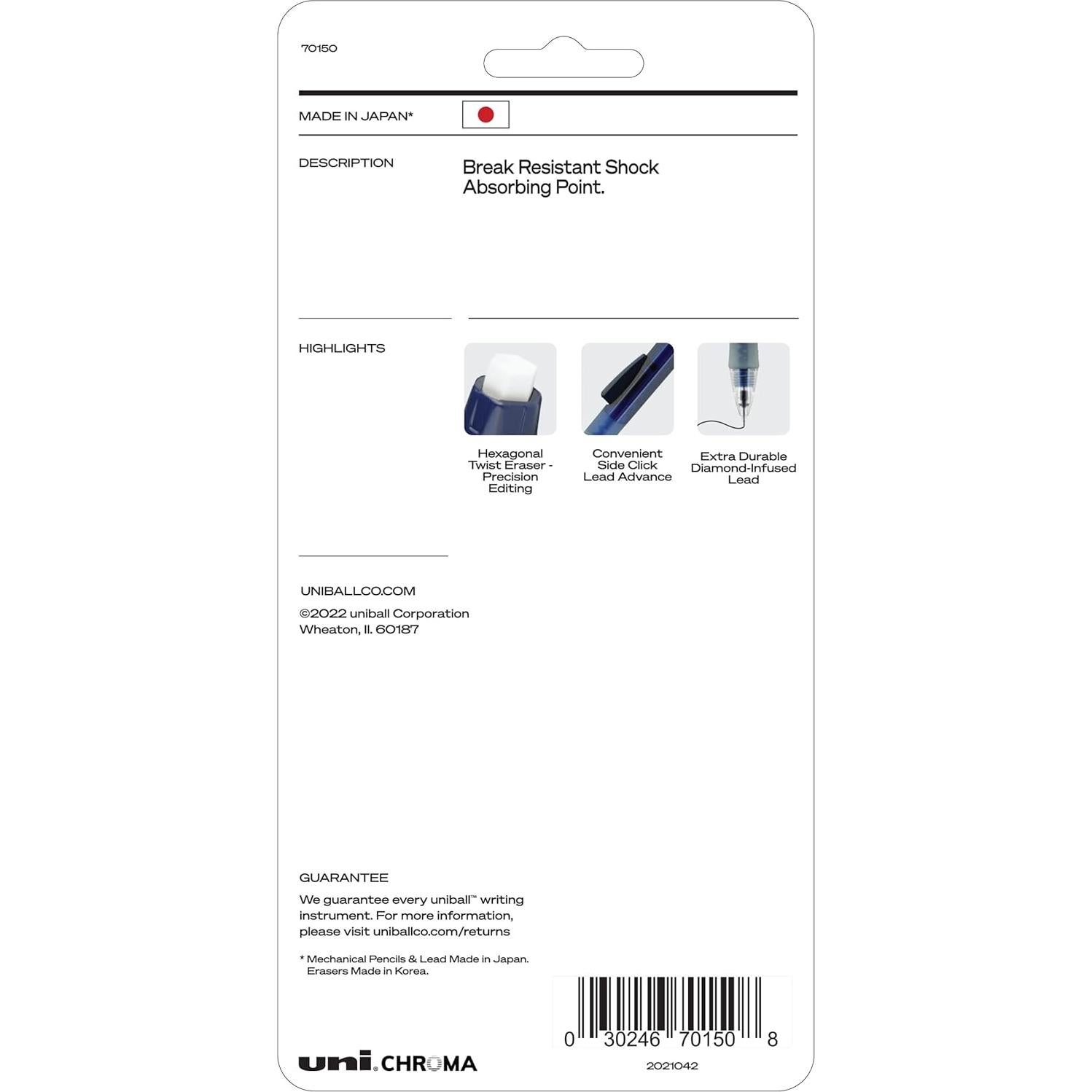 Lápiz Mecánico uniball Chroma 0.7 mm HB #2 4 Unidades