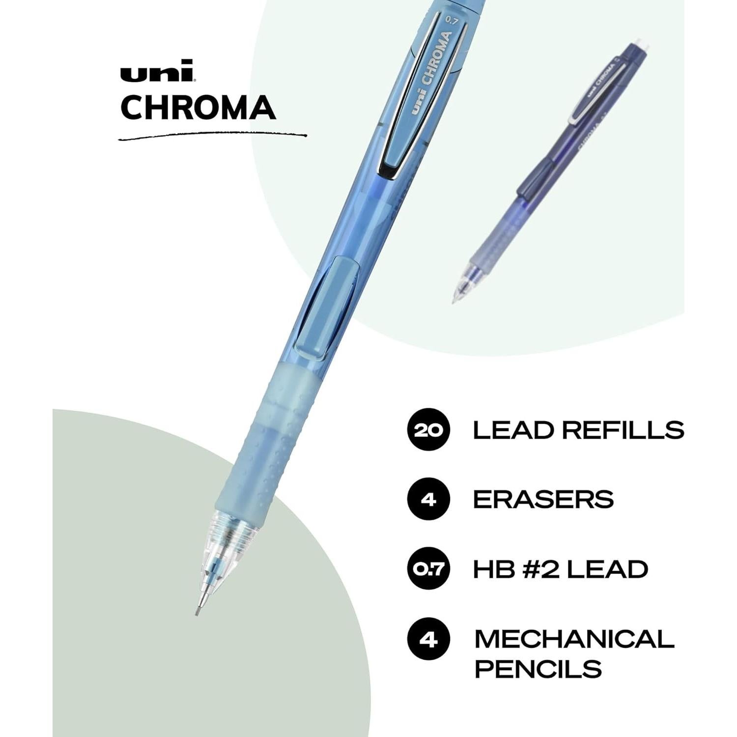 Lápiz Mecánico uniball Chroma 0.7 mm HB #2 4 Unidades
