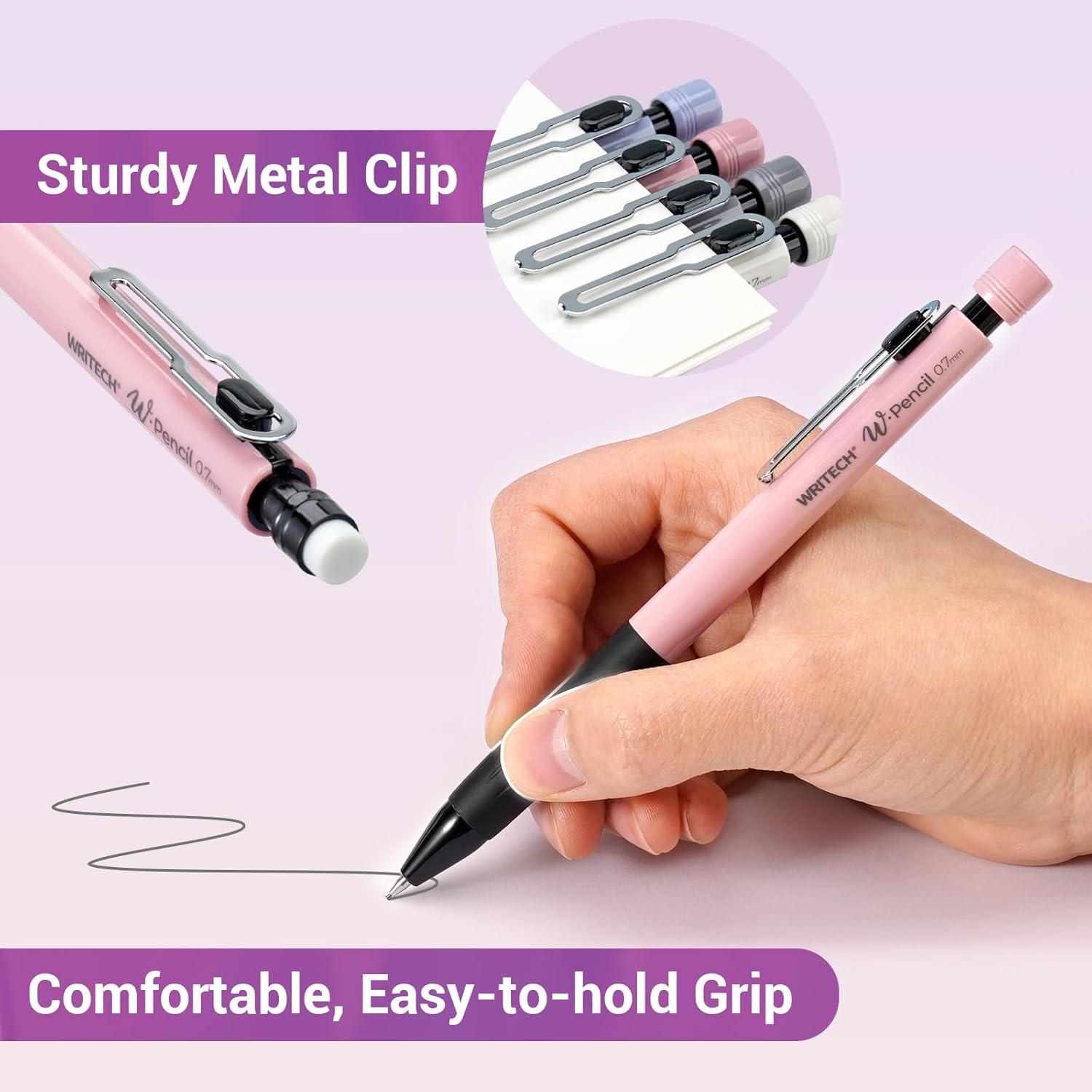 Set de Lápices Mecánicos WRITECH 0.7mm Multicolor con Borradores