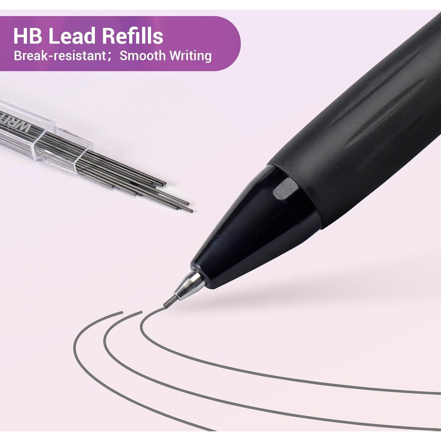 Set de Lápices Mecánicos WRITECH 0.7mm Multicolor con Borradores