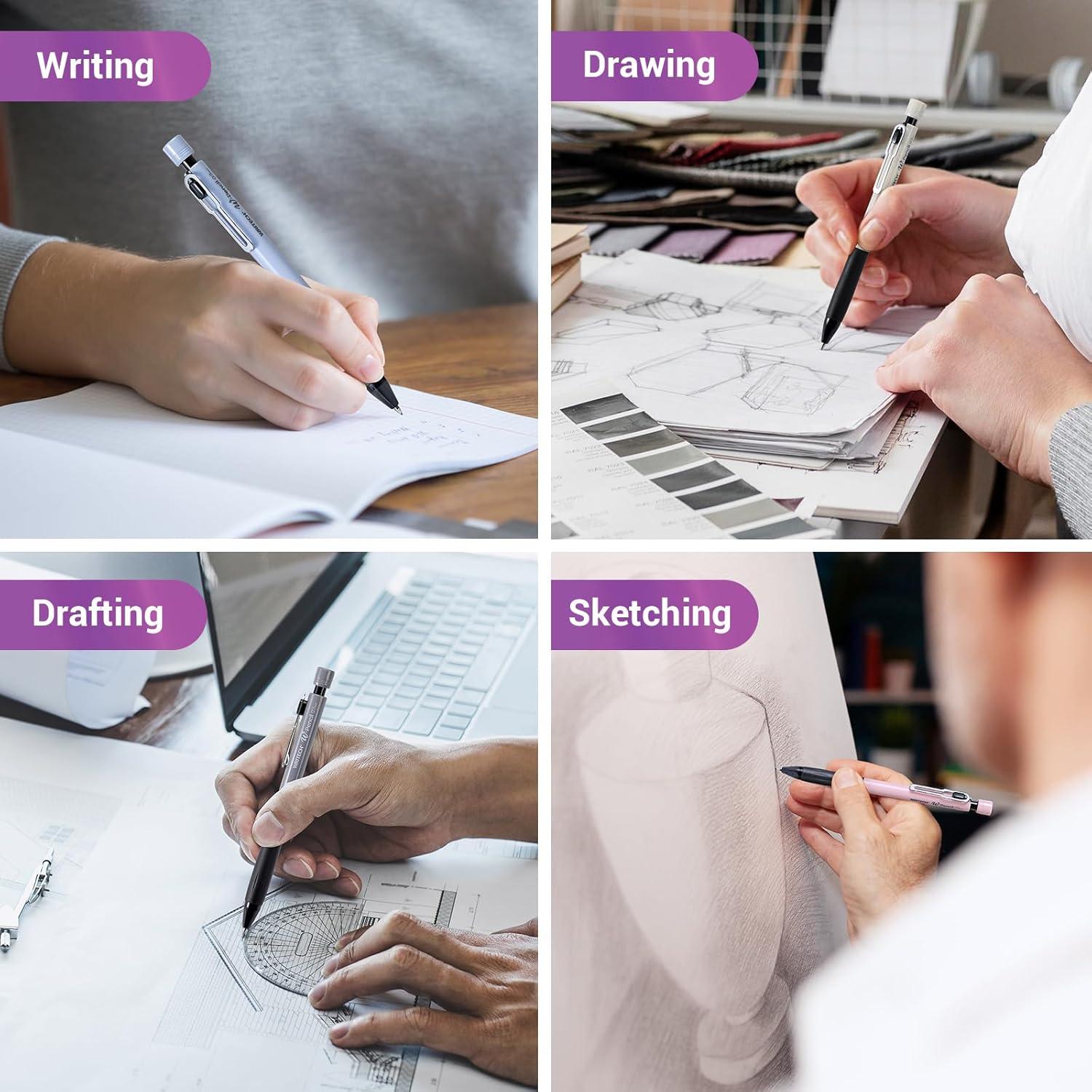 Set de Lápices Mecánicos WRITECH 0.7mm Multicolor con Borradores