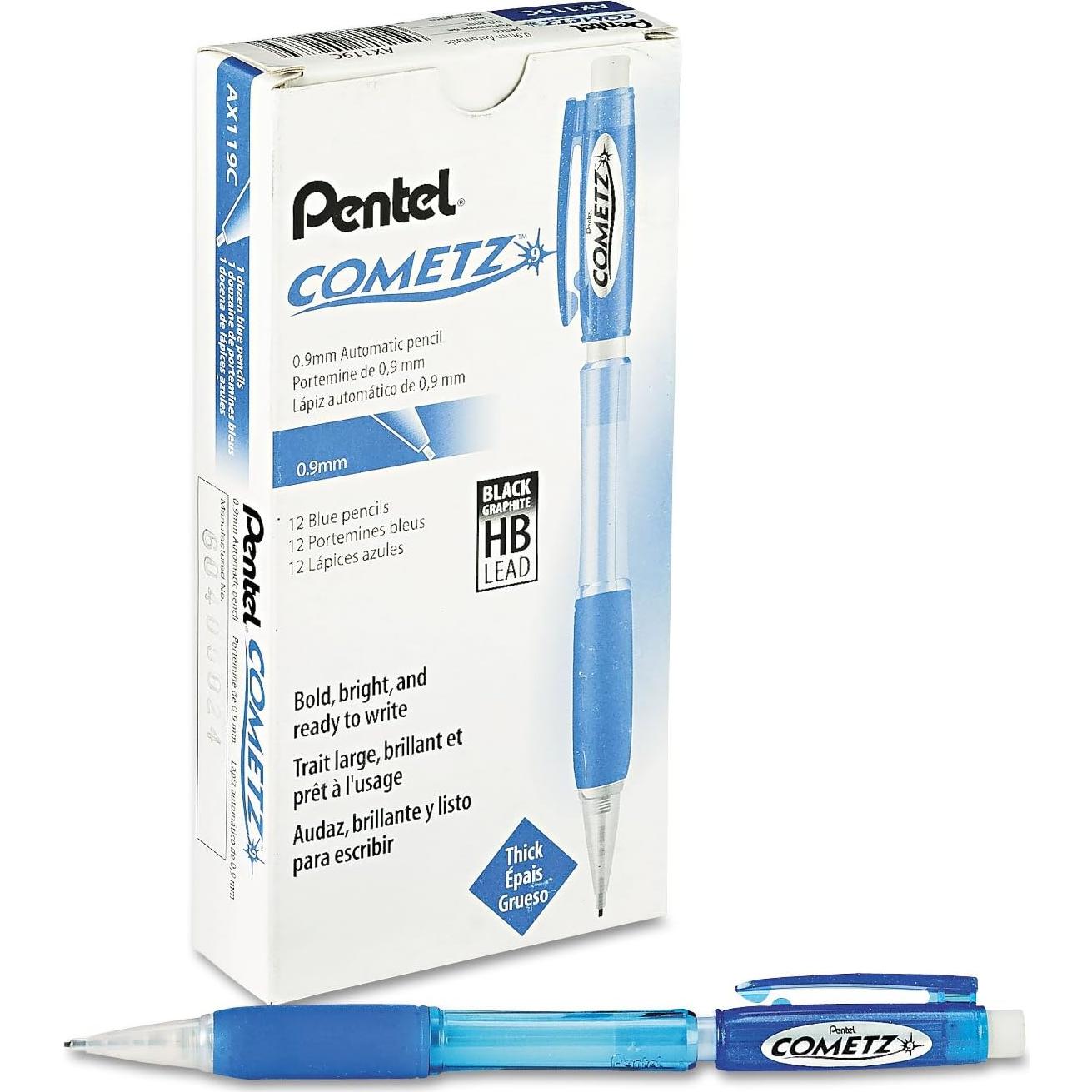 Lápiz Mecánico Pentel AX119C, HB #2, 0.9mm, Azul, 12 Unidades