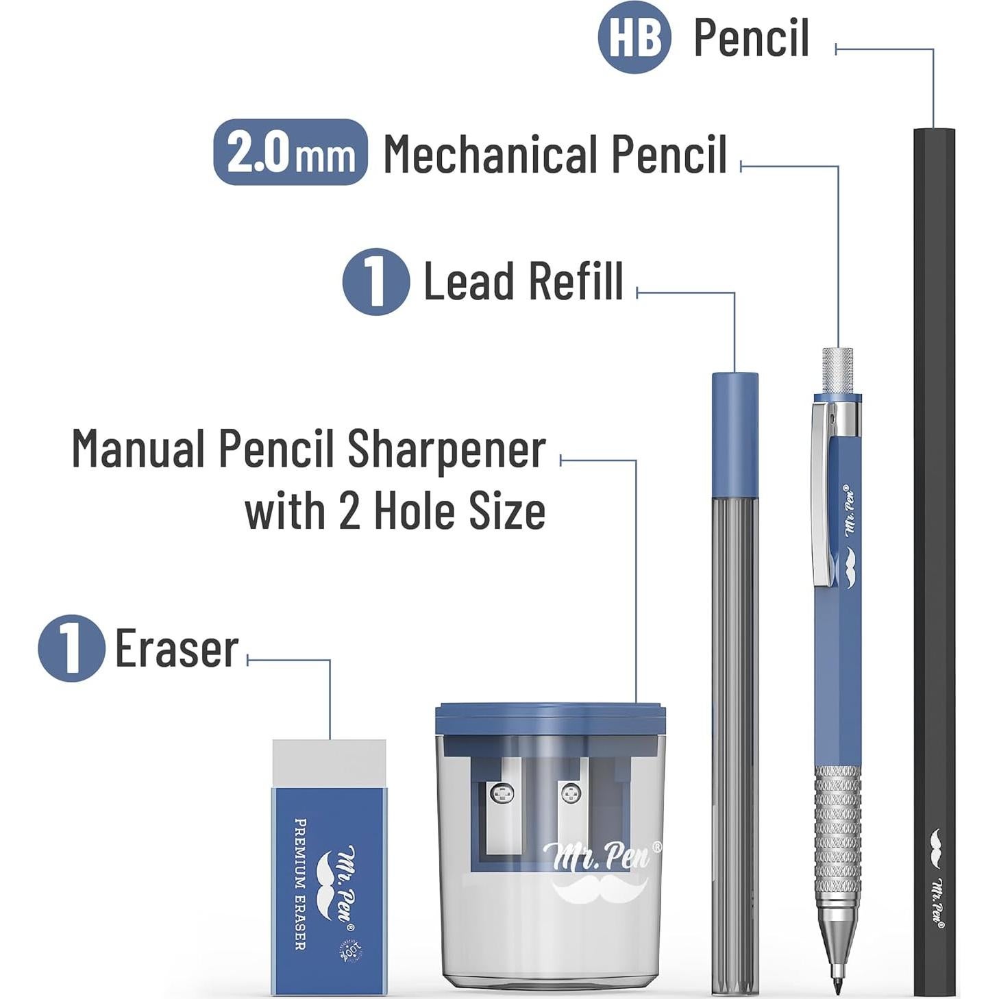 Juego de Lápices Mecánicos Mr. Pen 5 Piezas 2.0mm