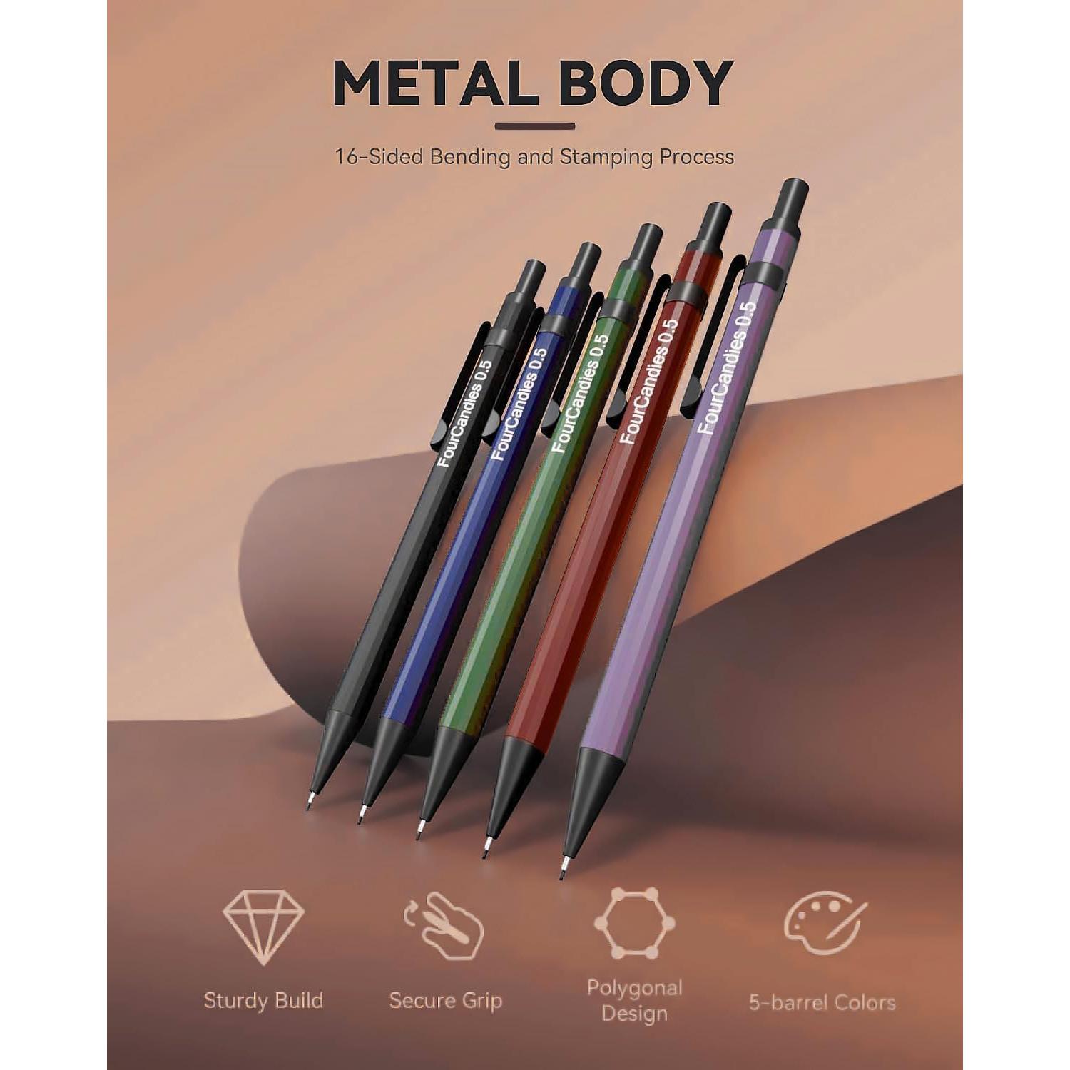 Set de Lápices Mecánicos Metálicos Cuatro Caramelos 0.5mm