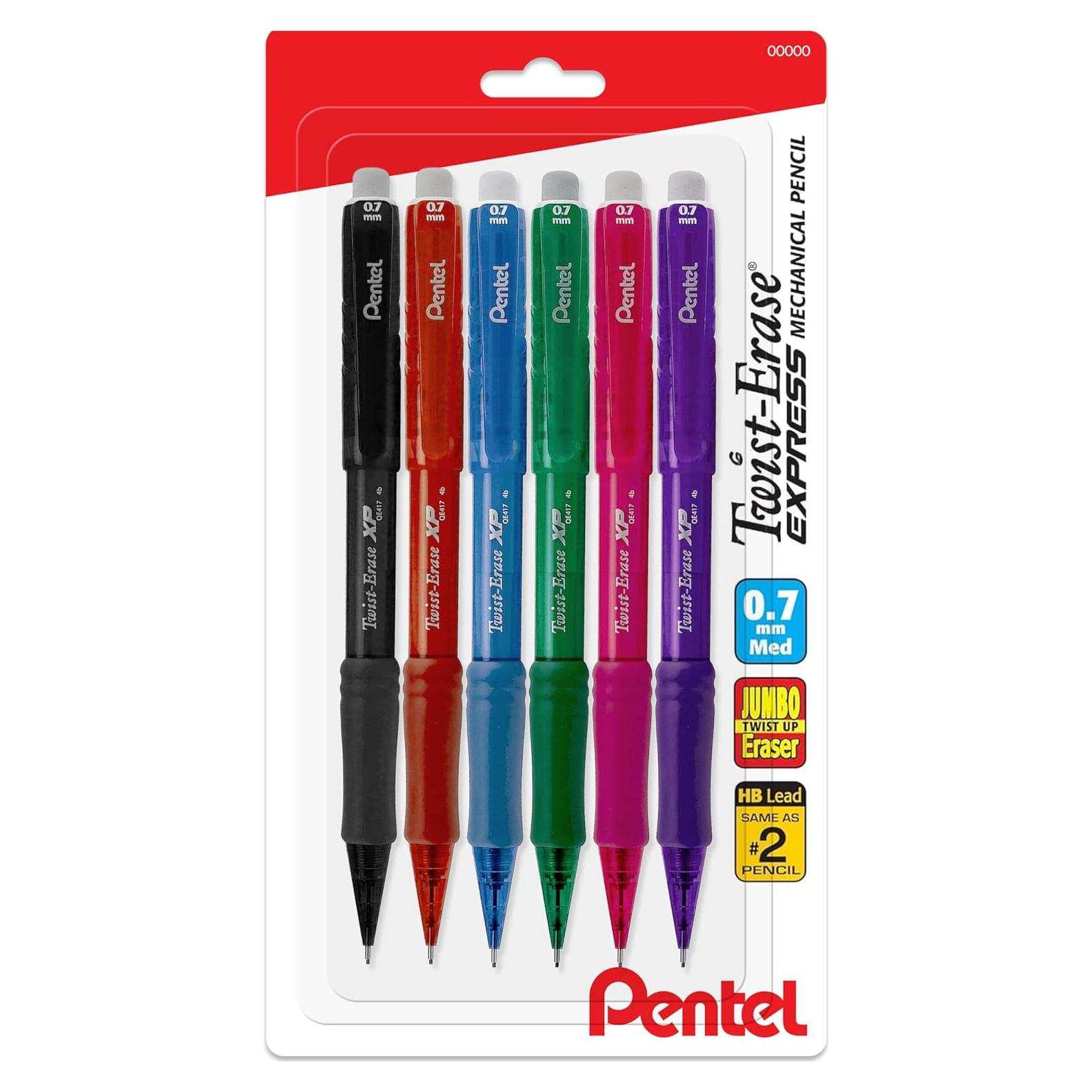 Lápices Mecánicos Pentel Twist Erase 0.7mm - Paquete de 6 Colores