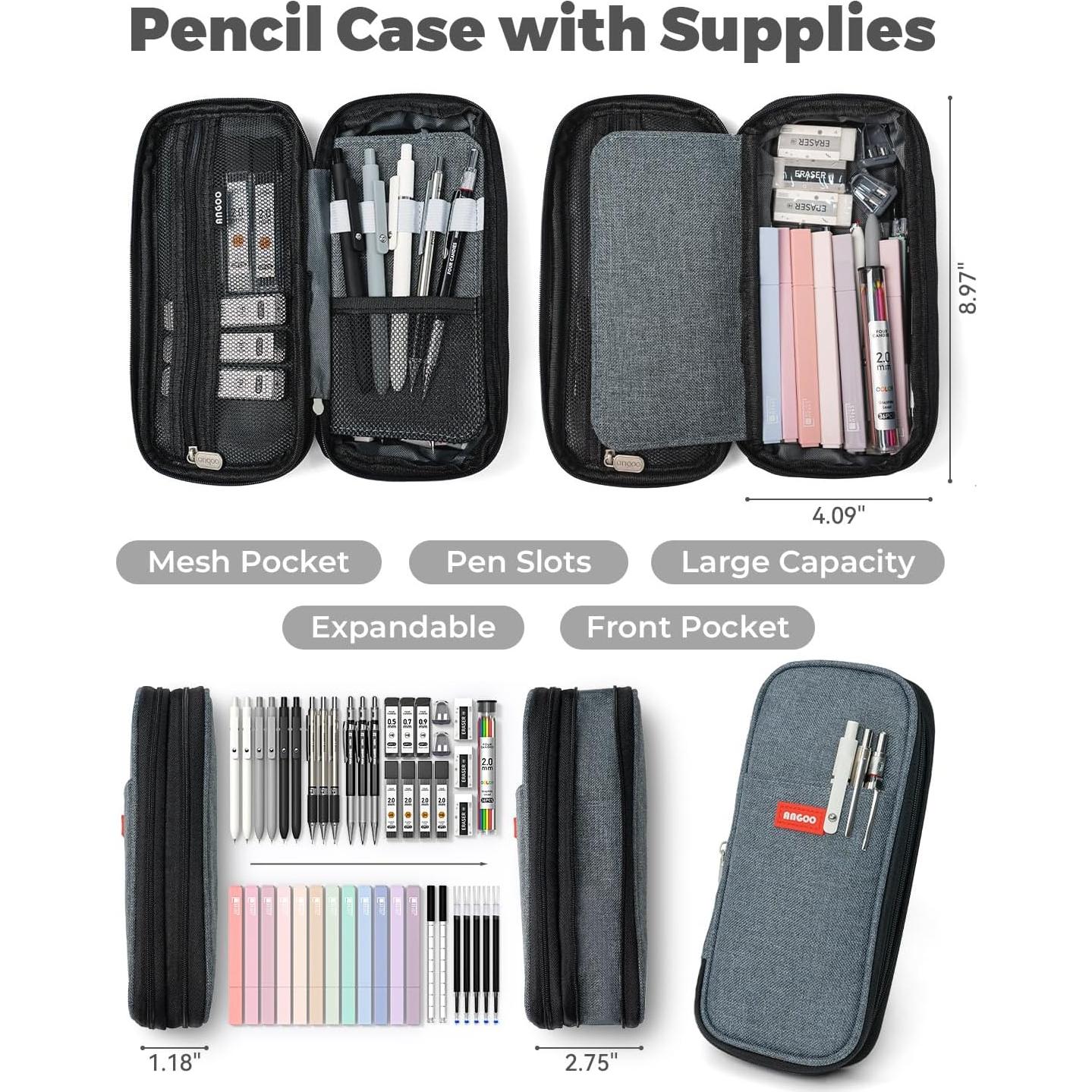 Suministros Escolares Cuatro Dulces 45 PCS Estuche Negro