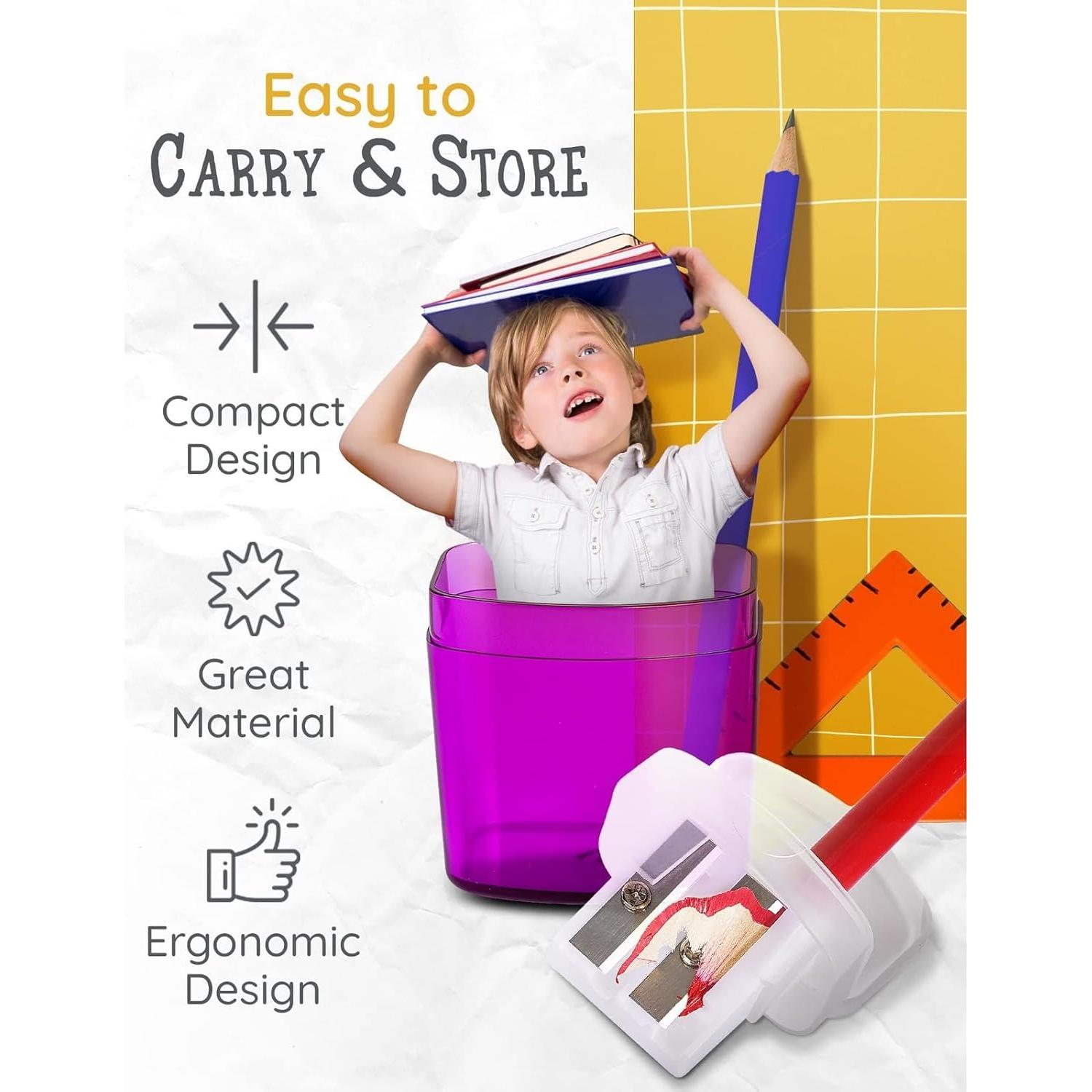 Paquete de 100 Sacapuntas Artellius Doble Orificio Multicolor