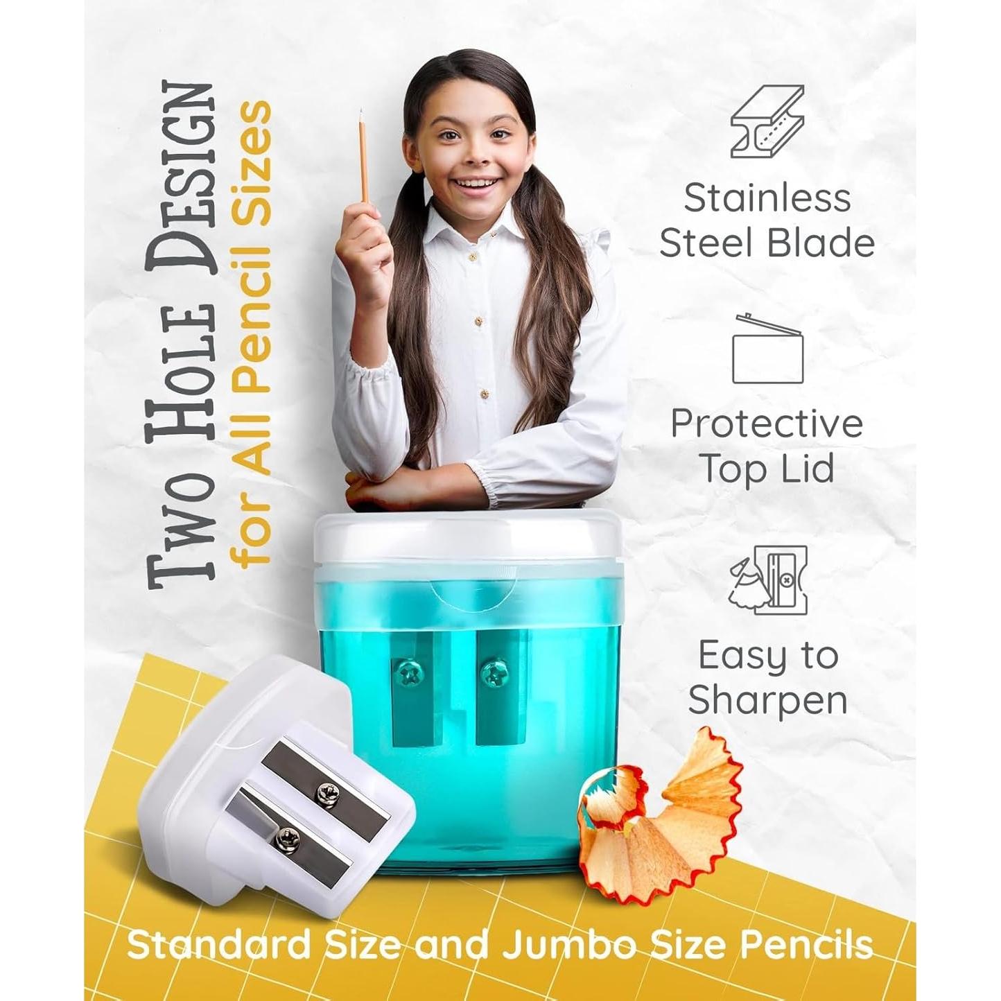 Paquete de 100 Sacapuntas Artellius Doble Orificio Multicolor