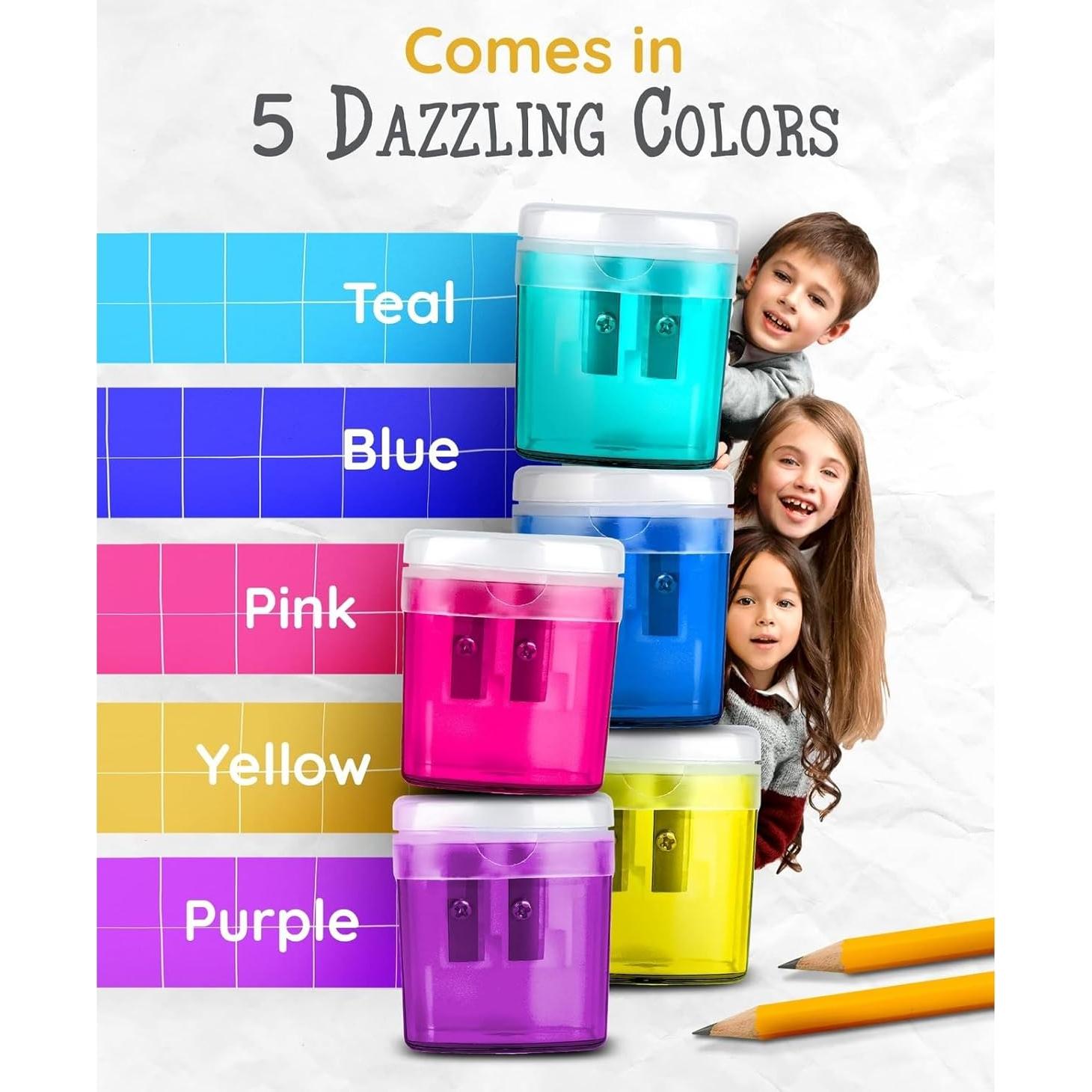 Paquete de 100 Sacapuntas Artellius Doble Orificio Multicolor