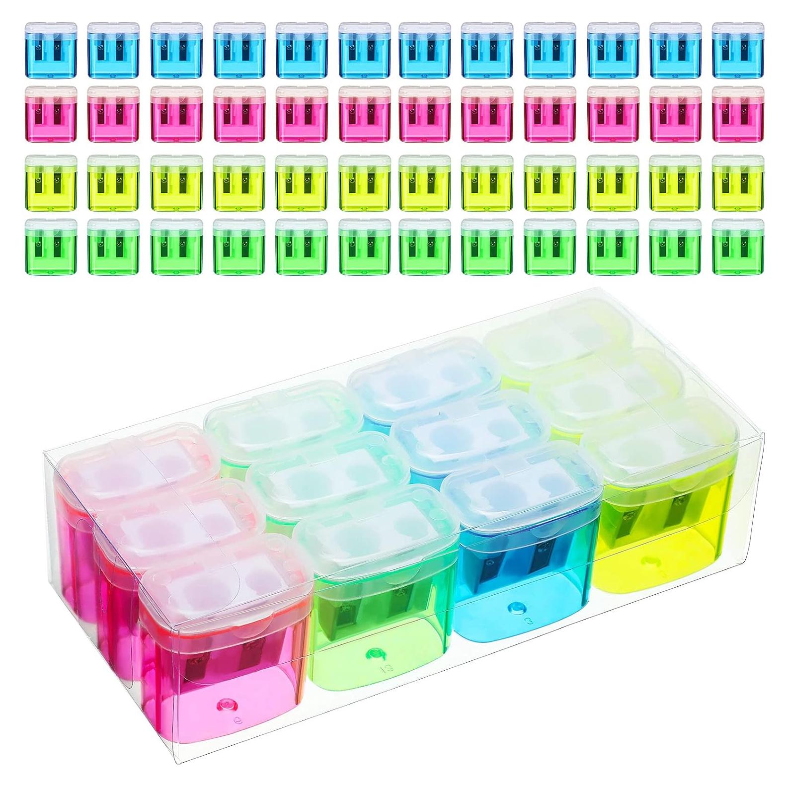 48 Sacapuntas Manuales Doble Orificio Tenare Multicolor