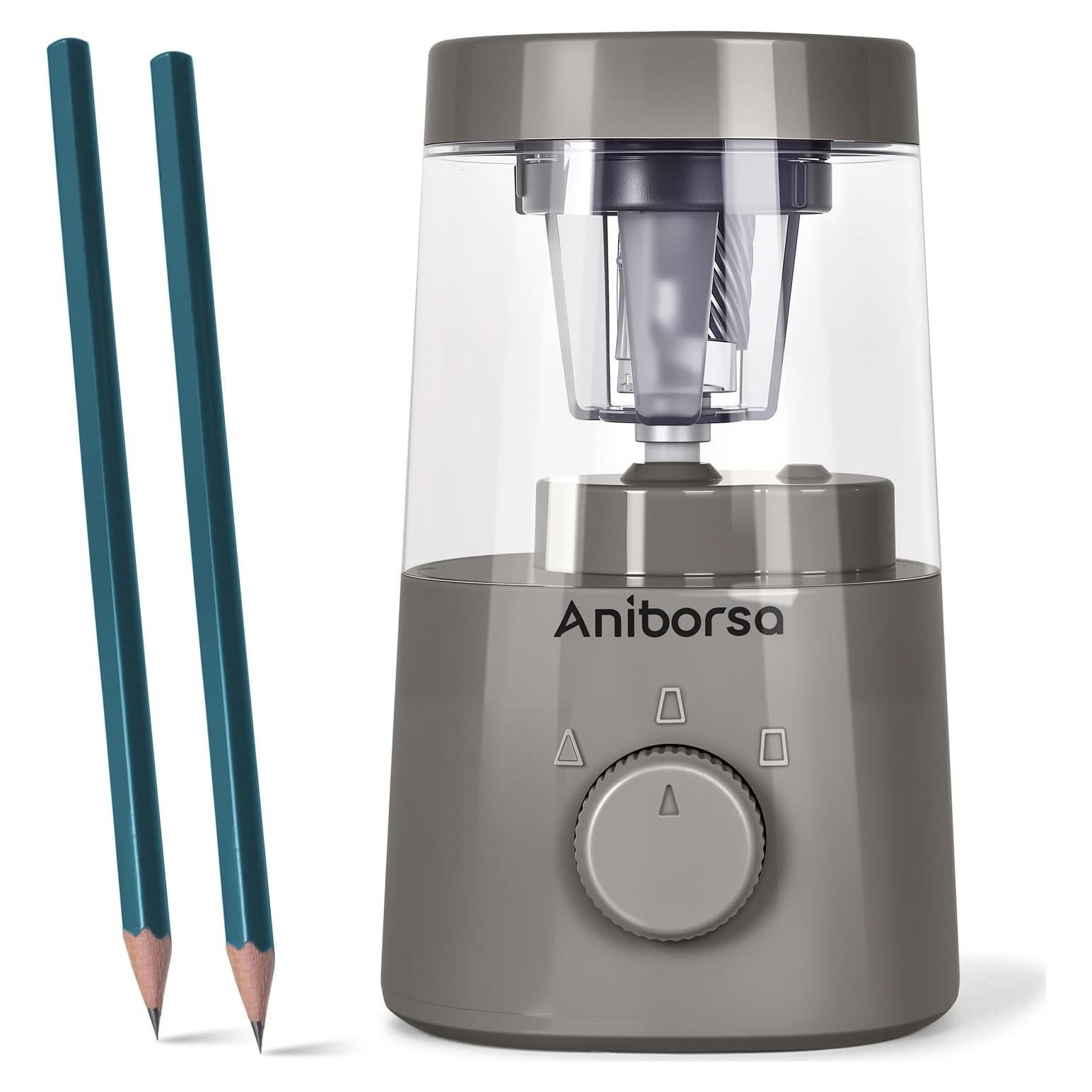 Sacapuntas Eléctrico Aniborsa Gris con Agudeza Ajustable